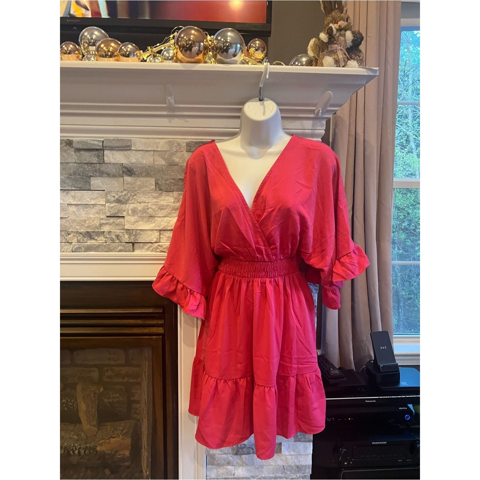 & Other Stories Women’s Hot Pink V-Neck Mini Dress – Size S – NWOT Size S / US 4 / IT 40 - 8 Thumbnail