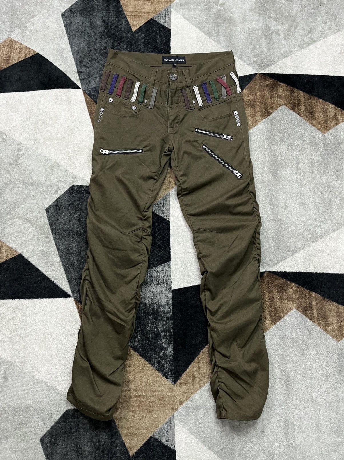 Hysteric Glamour Y2K Nylaus Double Waist Twisted Leg Green Pants Cotton Size US 30 / EU 46 - 1 Thumbnail