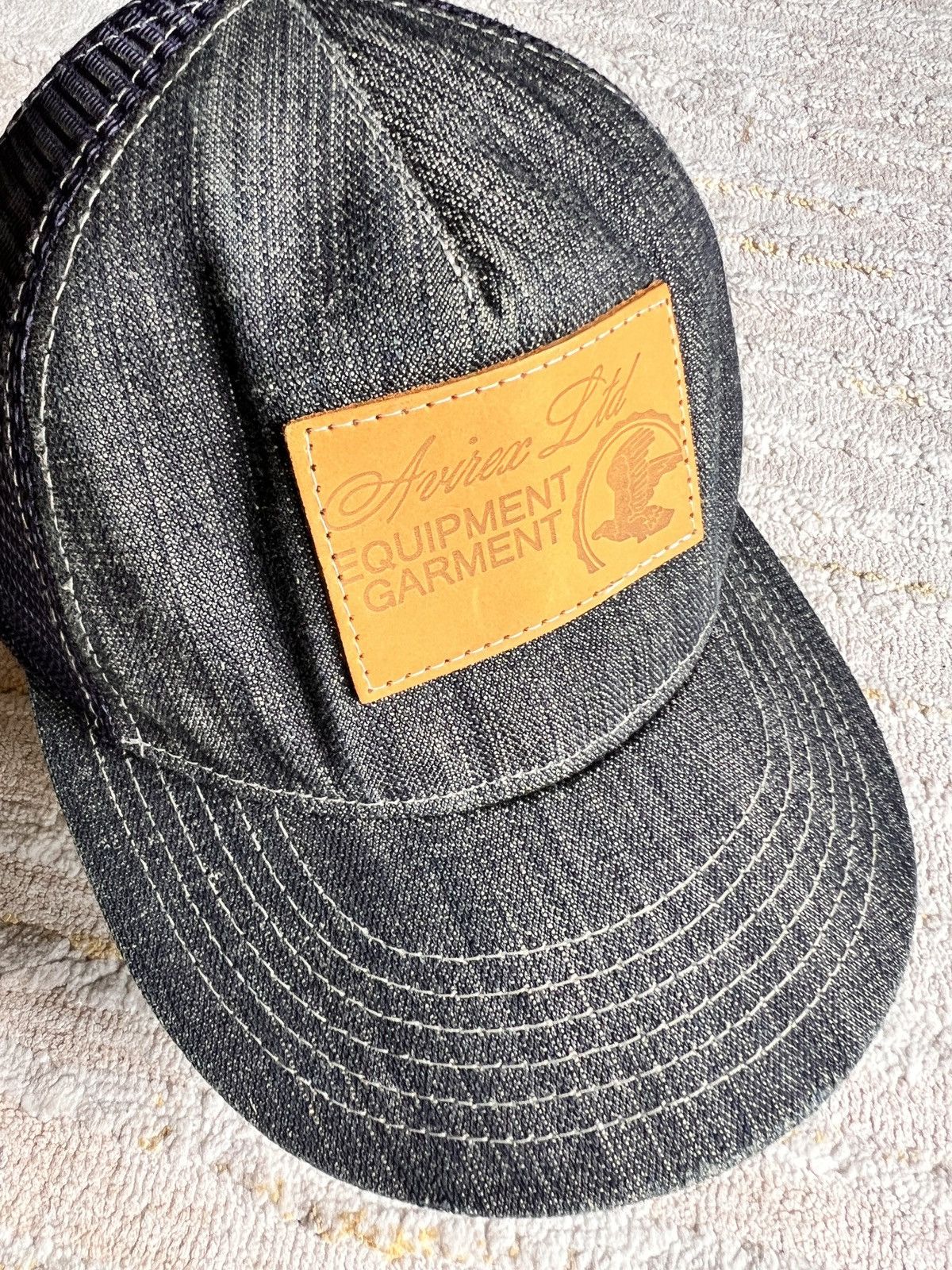 Avirex Vtg Made in USA Avirex Denim Mesh Trucker Snapback Size ONE SIZE - 2 Thumbnail