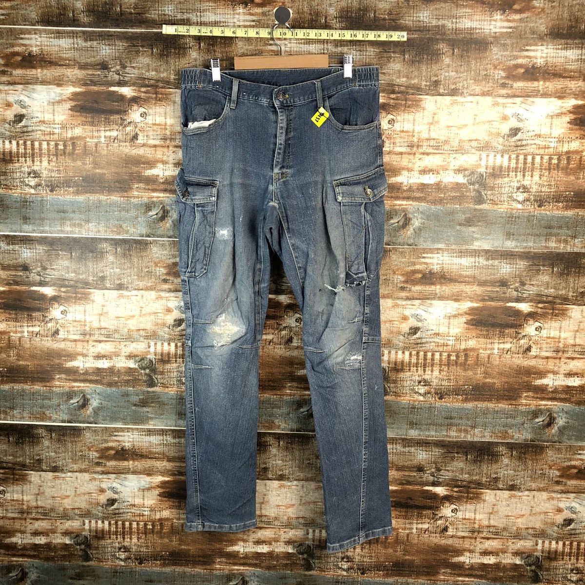 Japanese Brand Japanese Brand Blue Distressed Denim Pants #A2137 Size US 35 - 1 Thumbnail