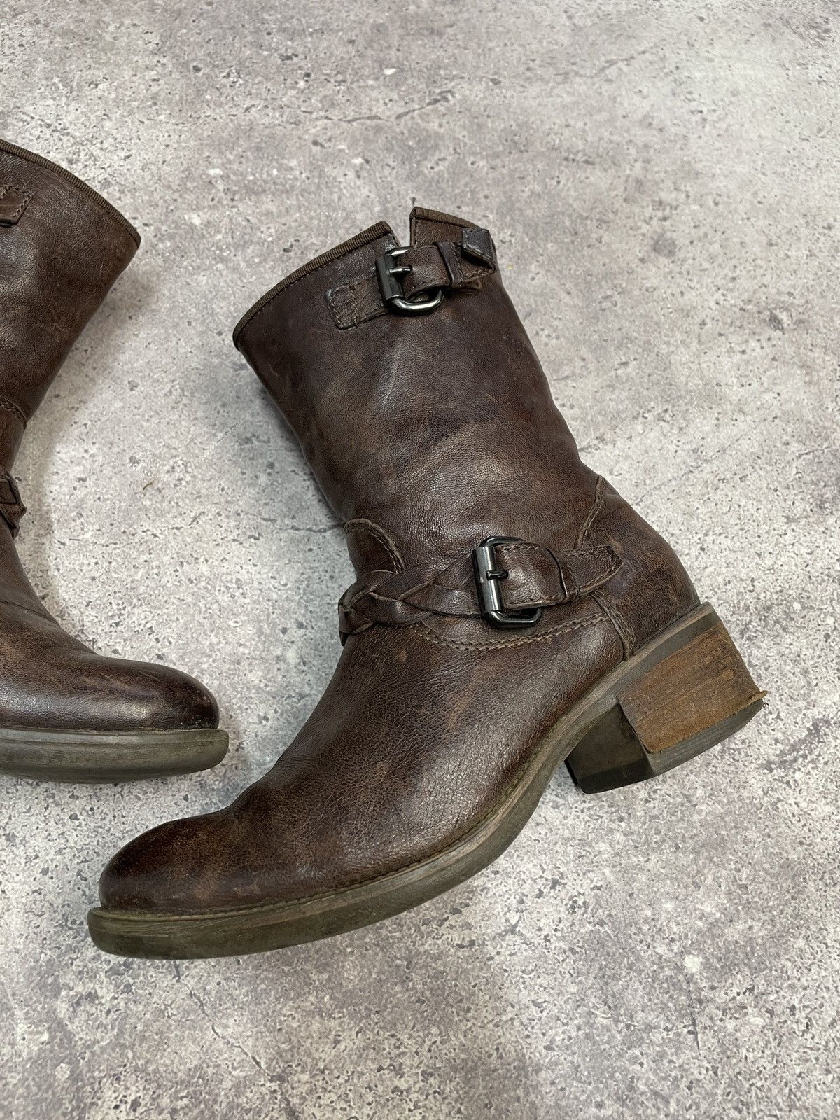 If Six Was Nine Vintage Italian AS98 Heel Leather Biker Boots In Dark Red Size US 8 / IT 38 - 4 Thumbnail