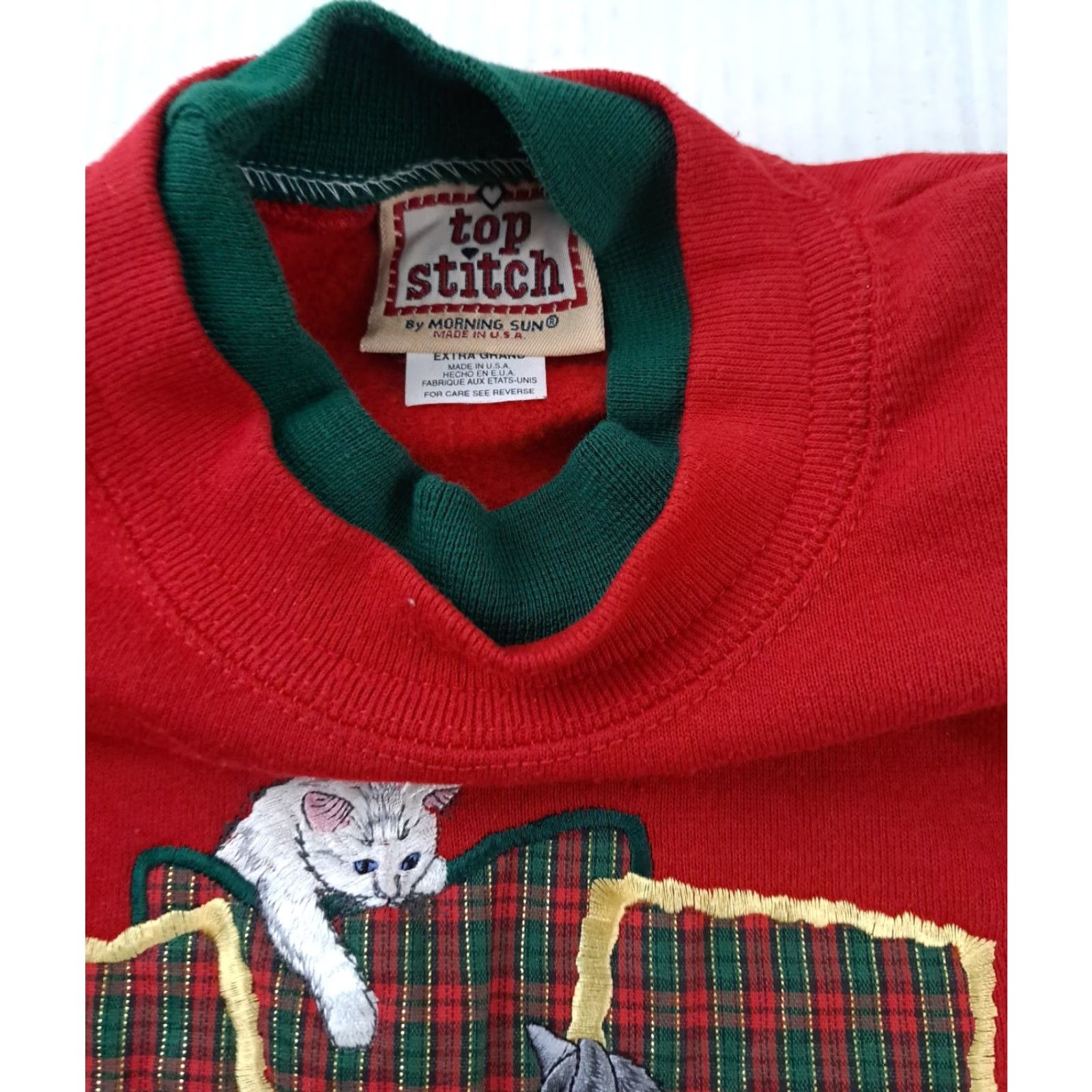 Vintage VINTAGE Kittens and Pillows Embroidered XL Sweatshirt Top Stitch USA made Size XL / US 12-14 / IT 48-50 - 3 Thumbnail