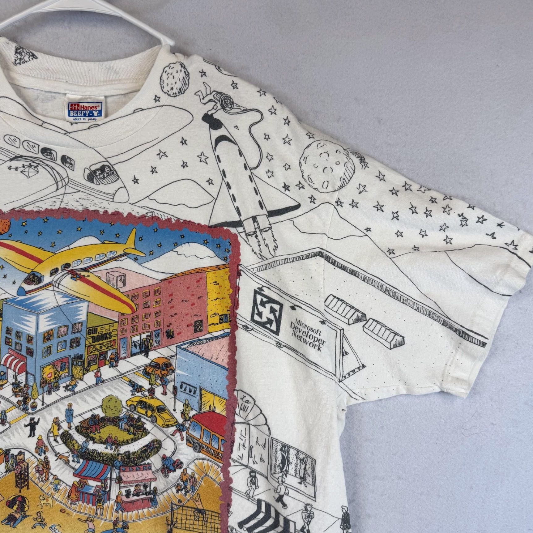 Hanes VINTAGE Microsoft Developer Network Shirt Mens XL All Over Print Made USA 90s Size US XL / EU 56 / 4 - 4 Thumbnail