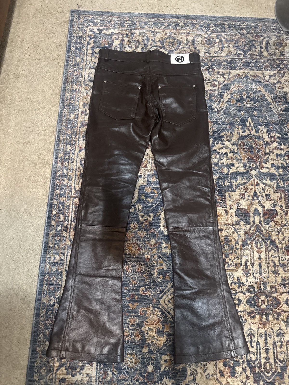NYRVA NYRVA brown flared leather pants Size US 32 / EU 48 - 3 Thumbnail