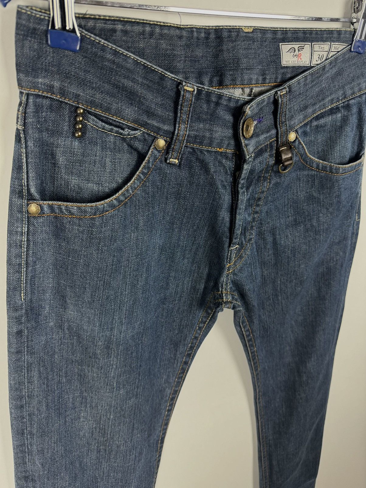 Designer Replay Guccio Low Waist Slim Stretch Waxed Denim Jeans Size US 30 / EU 46 - 5 Thumbnail