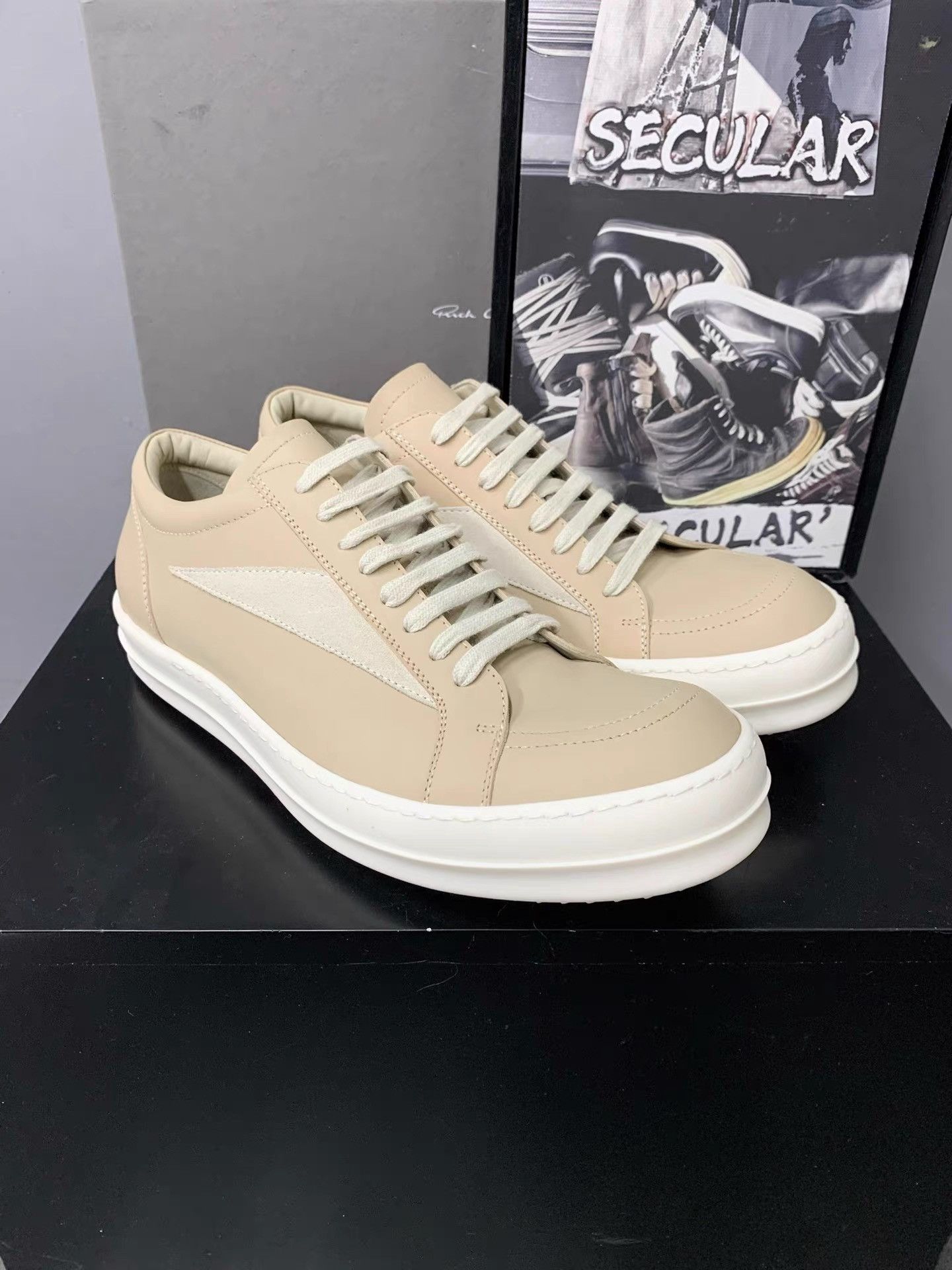 Rick Owens Rick Owens 25SS Cream Mainline Leather Big Vans Sneakers K34 Size US 8 / EU 41 - 2 Thumbnail