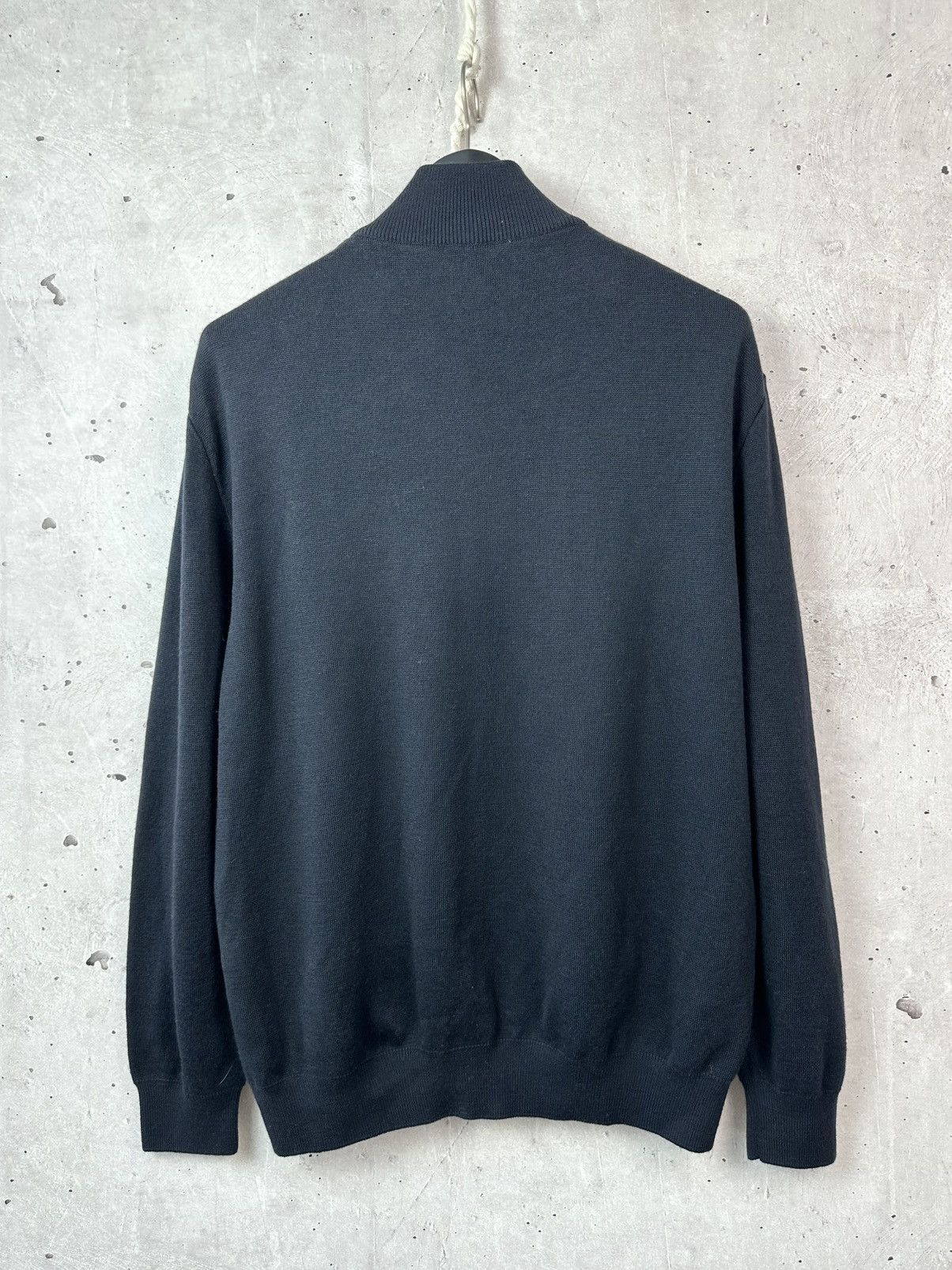 Hugo Boss Vintage Hugo Boss Leather-Wool Navy Blue Knit Bomber Jacket Size US XL / EU 56 / 4 - 10 Thumbnail