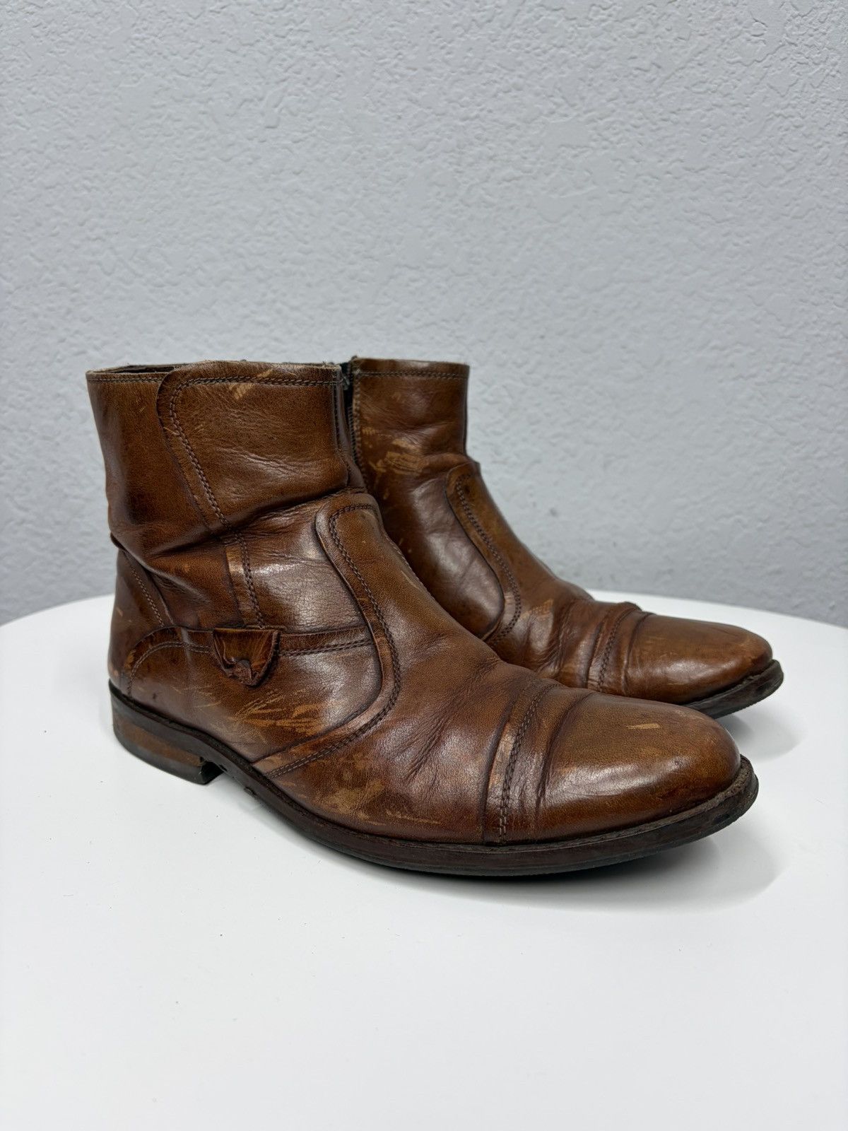 Hedi Slimane Vintage 00s Guidi CCP Style Distressed Leather Biker Boots Size US 8 / EU 41 - 1 Thumbnail
