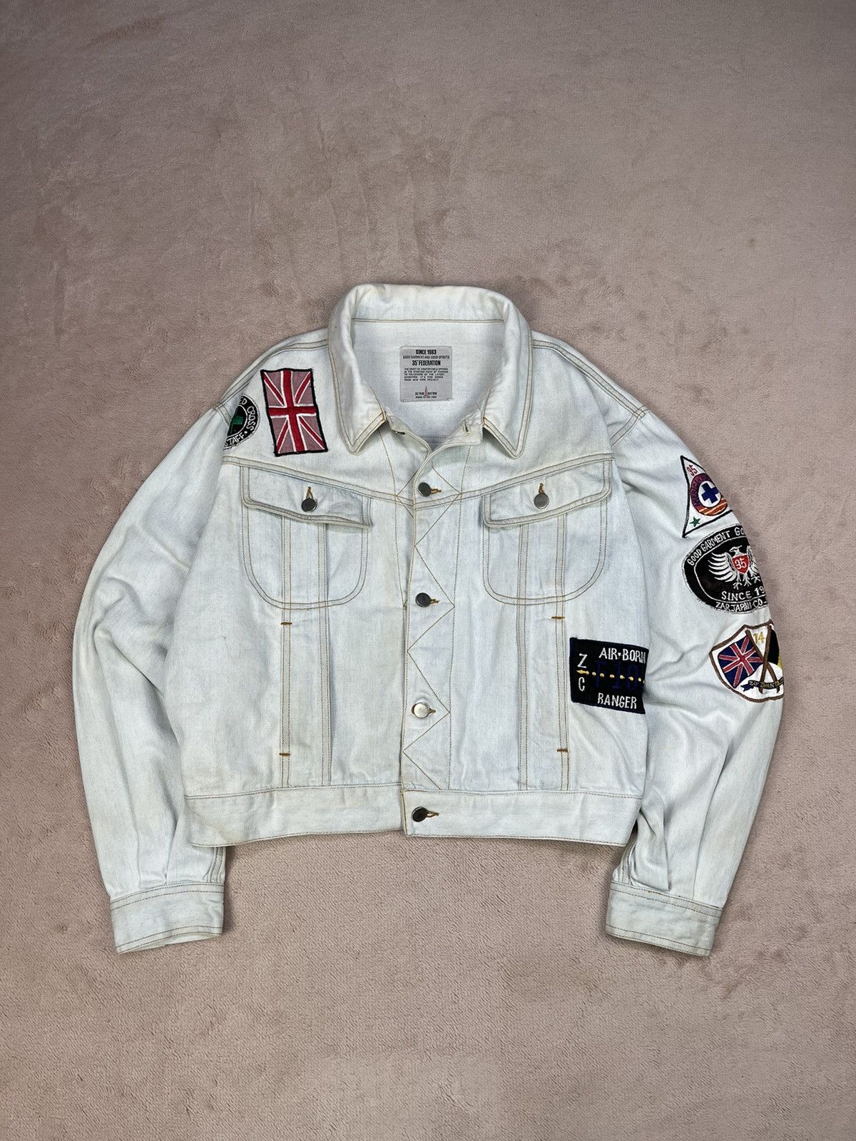 Japanese Brand 35 FEDERATION Patches Washed Denim Jackets Size US L / EU 52-54 / 3 - 1 Thumbnail