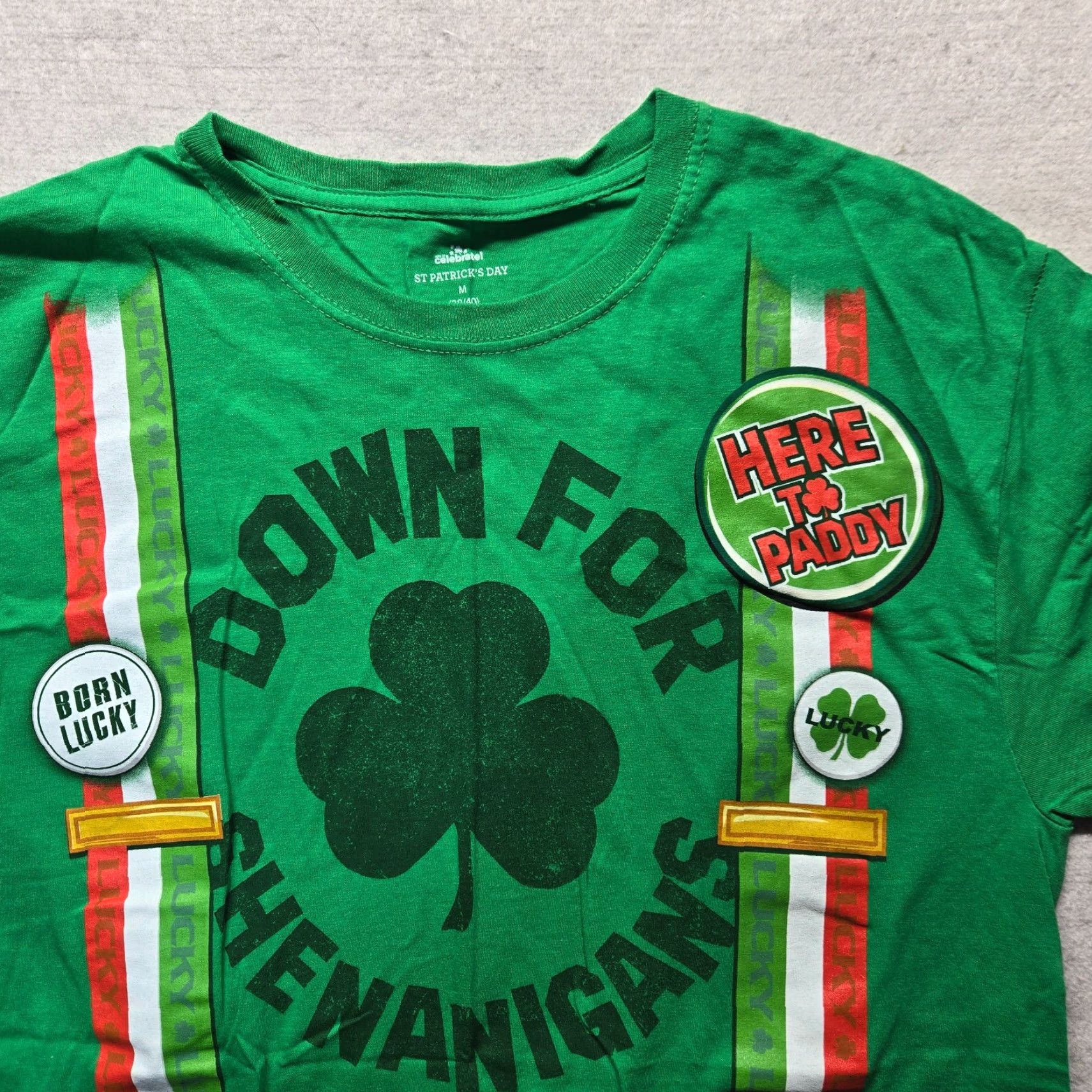 Vintage St. Patricks Day T-Shirt "Down For Shenanigans" Lucky Adult Men's Size M Medium Shirt Men Green Funny Shirt Mens Size US M / EU 48-50 / 2 - 2 Thumbnail
