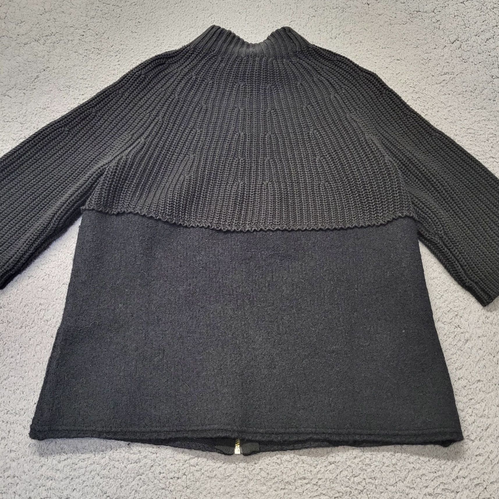 Vintage Chicos Sweater Womens Size 1 Black Knit Wool Blend Zip Up 3/4 Sleeve Jacket Size XS / US 0-2 / IT 36-38 - 3 Thumbnail