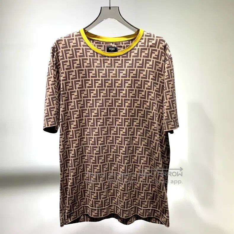 Fendi Fendi Letter Pattern Printed Collar Contrasting Short Slee Size US XL / EU 56 / 4 - 1 Thumbnail