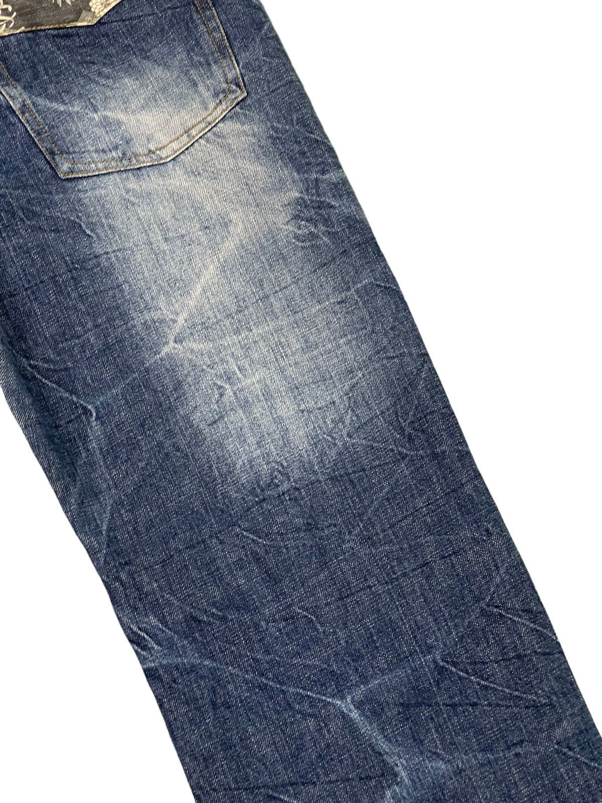 Japanese Brand Embroidery Jeans Kara Kuri Tamashi Koi Fish Regular Fit 6🟦6 Size US 31 - 18 Thumbnail