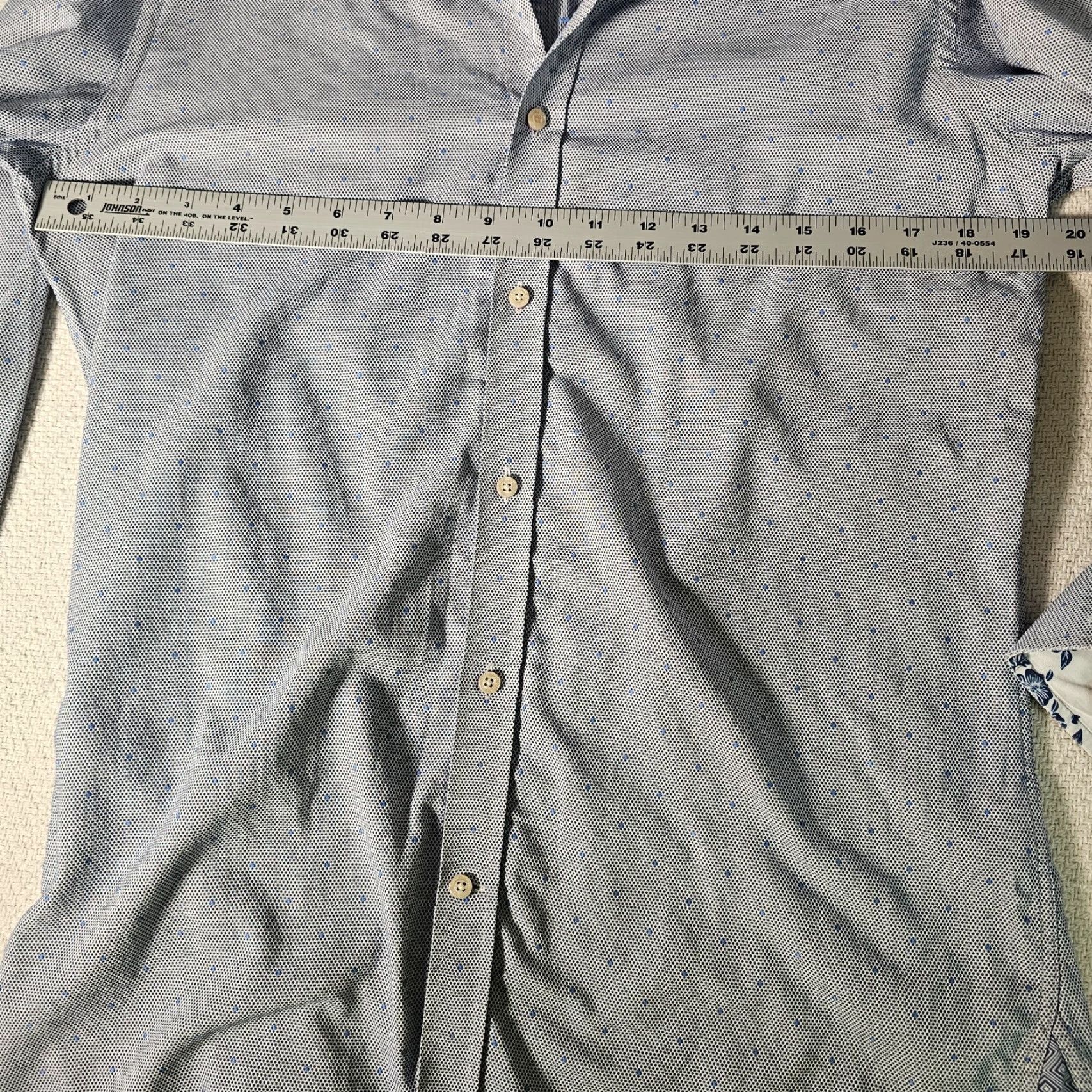 Ted Baker VINTAGE Ted Baker Men's Button Shirt Long Sleeve Collared Geometric Blue Size 15.5 Size US M / EU 48-50 / 2 - 7 Thumbnail