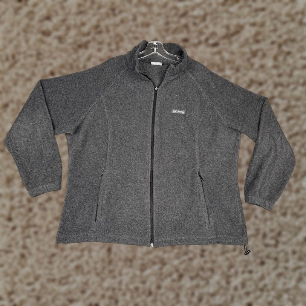 Vintage Columbia Jacket Womens 2X Gray Fleece Full Zip Outdoor Pockets Mock Neck Logo Size XXL / US 16-18 / IT 52-54 - 1 Thumbnail