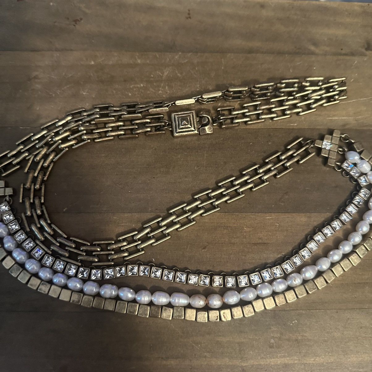 Ann Taylor Ann Taylor layered rhinestones and pearls statement necklace Size ONE SIZE - 2 Thumbnail