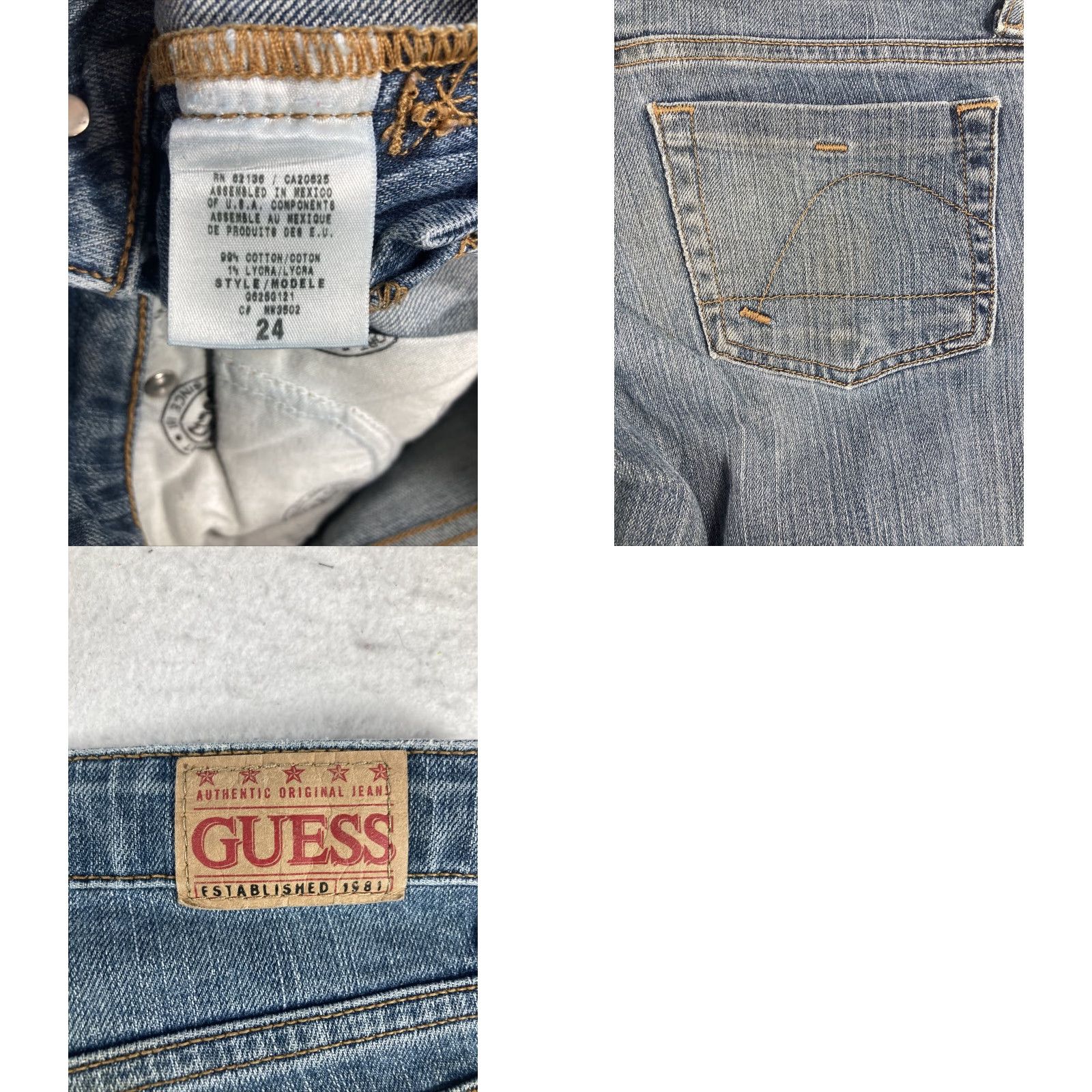 Guess GUESS Jeans Womens Skinny Jeans 24 Blue Sierra Stretch Medium Wash 5-Pocket Solid Denim Distressed Cotton Spandex Slim Juniors Women Mens?? Size 42" / US 20 - 8 Thumbnail