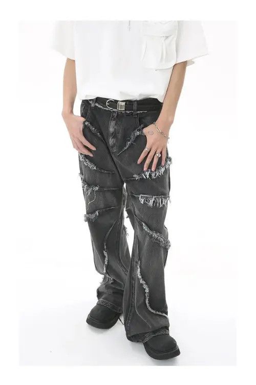 Japanese Brand Pepper x Erika Raw edge wide-leg jeans with retro design Size US 32 / EU 48 - 6 Thumbnail