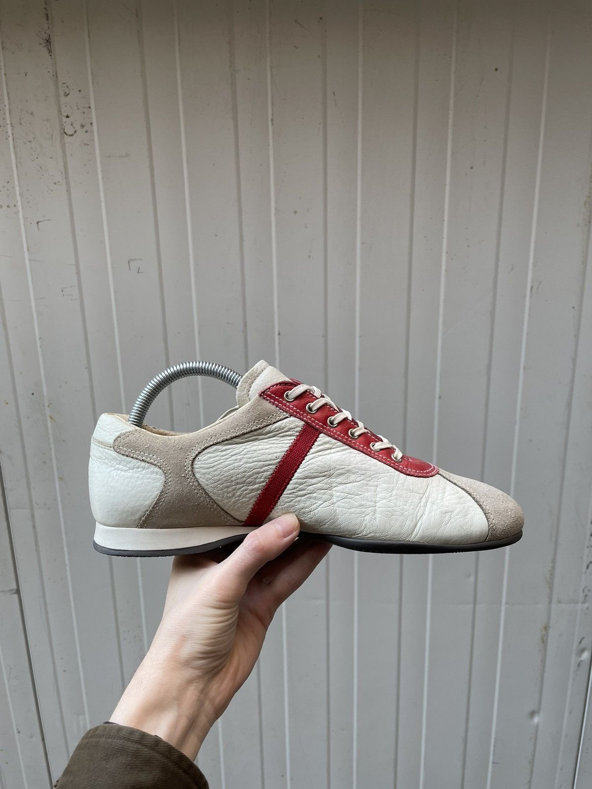 Miu Miu × Prada Vintage Italy Made 🇮🇹 Prada 3200 Red Stripe Leather Sneakers Size US 9.5 / IT 39.5 - 12 Thumbnail