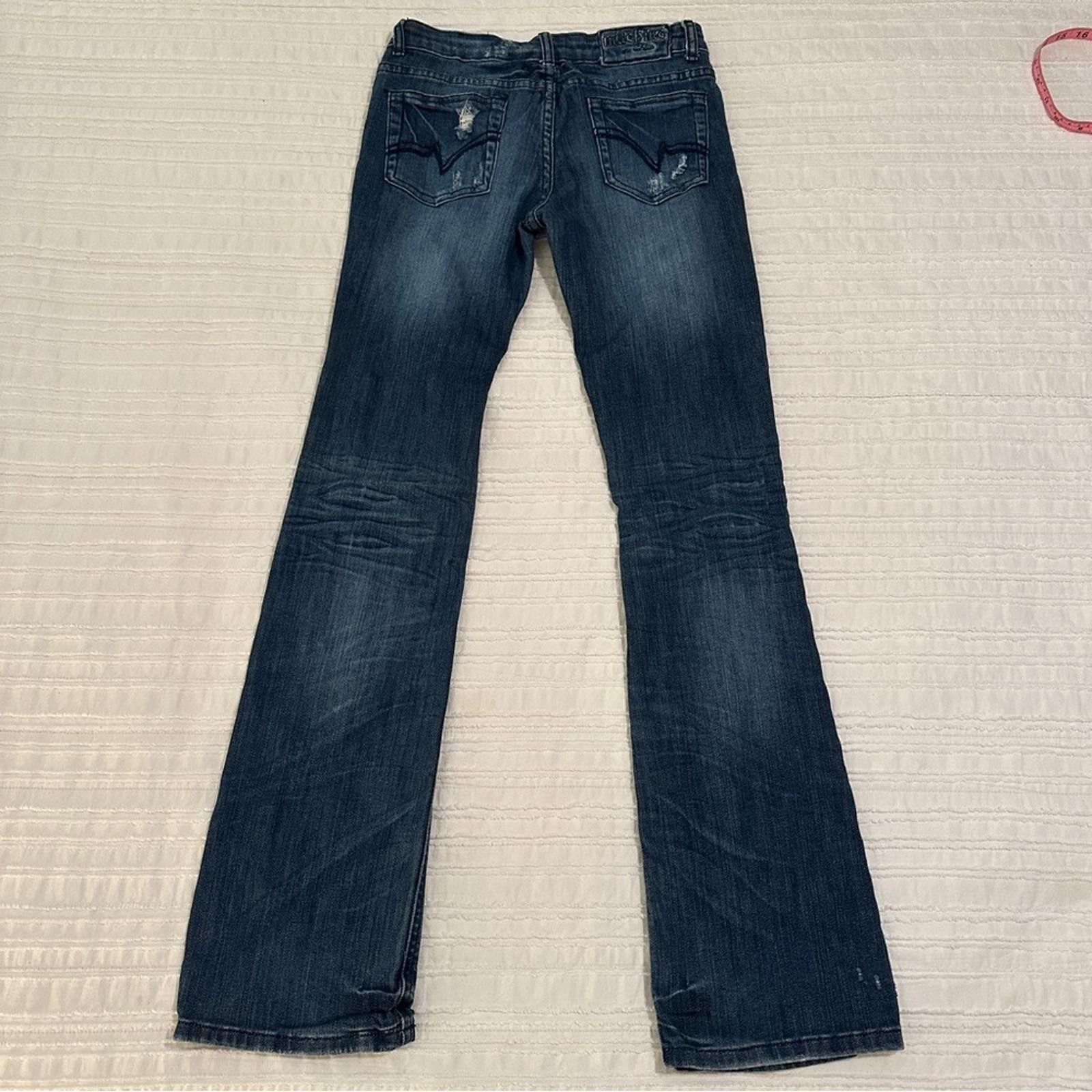 Rage Against The Machine Machine Denim Low Rise Flare Juniors 7 Distressed Bootcut 28 Size 30" / US 8 / IT 44 - 4 Thumbnail