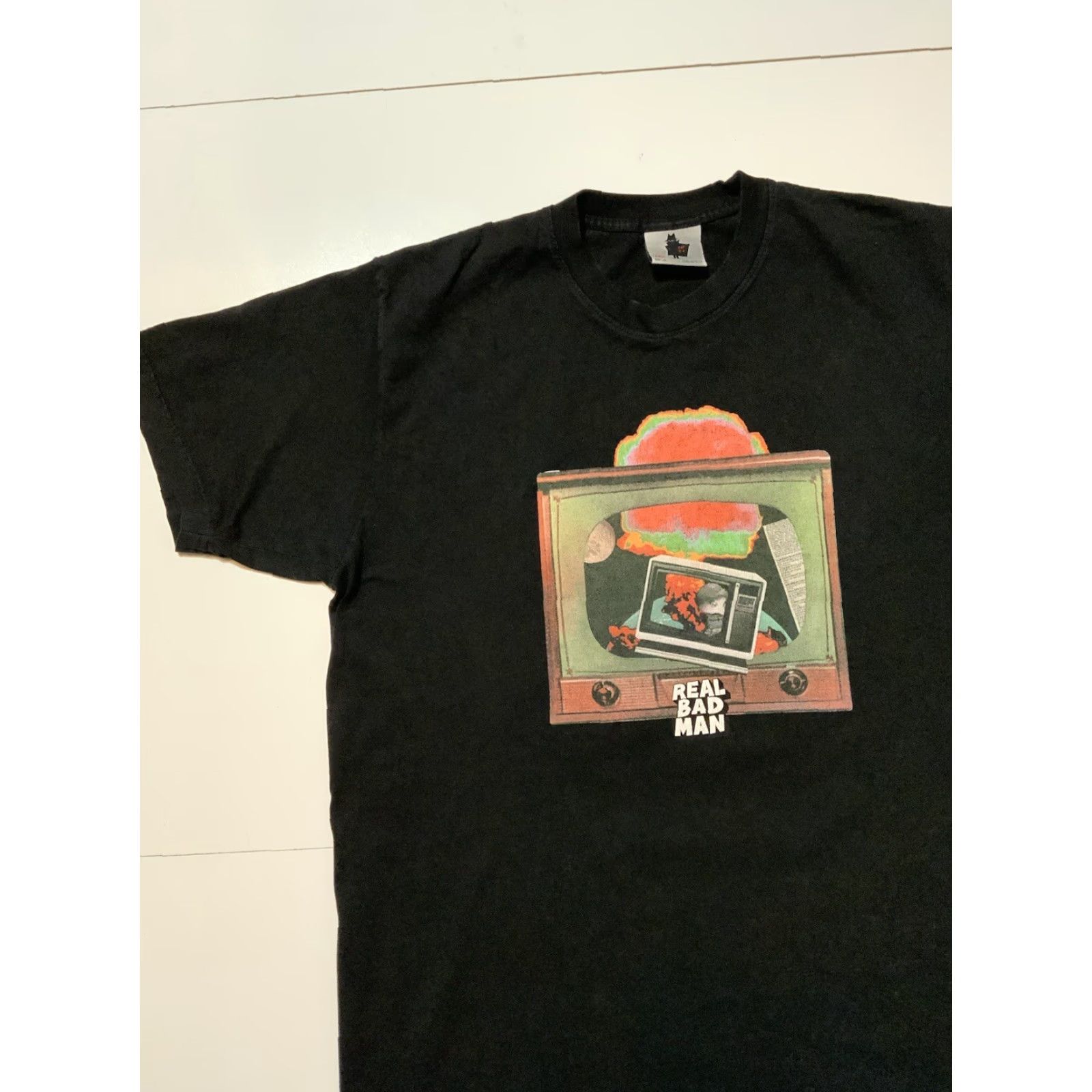 Real Bad Man RBM Real Bad Man Crimewave MFG Television TV Black Graphic S/S T-Shirt Sz. L Mens Modern Large Graphic Shirt Size US L / EU 52-54 / 3 - 4 Thumbnail