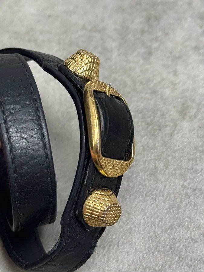 Balenciaga Balenciaga Black & Gold Studded City Leather Bracelet Size ONE SIZE - 6 Thumbnail