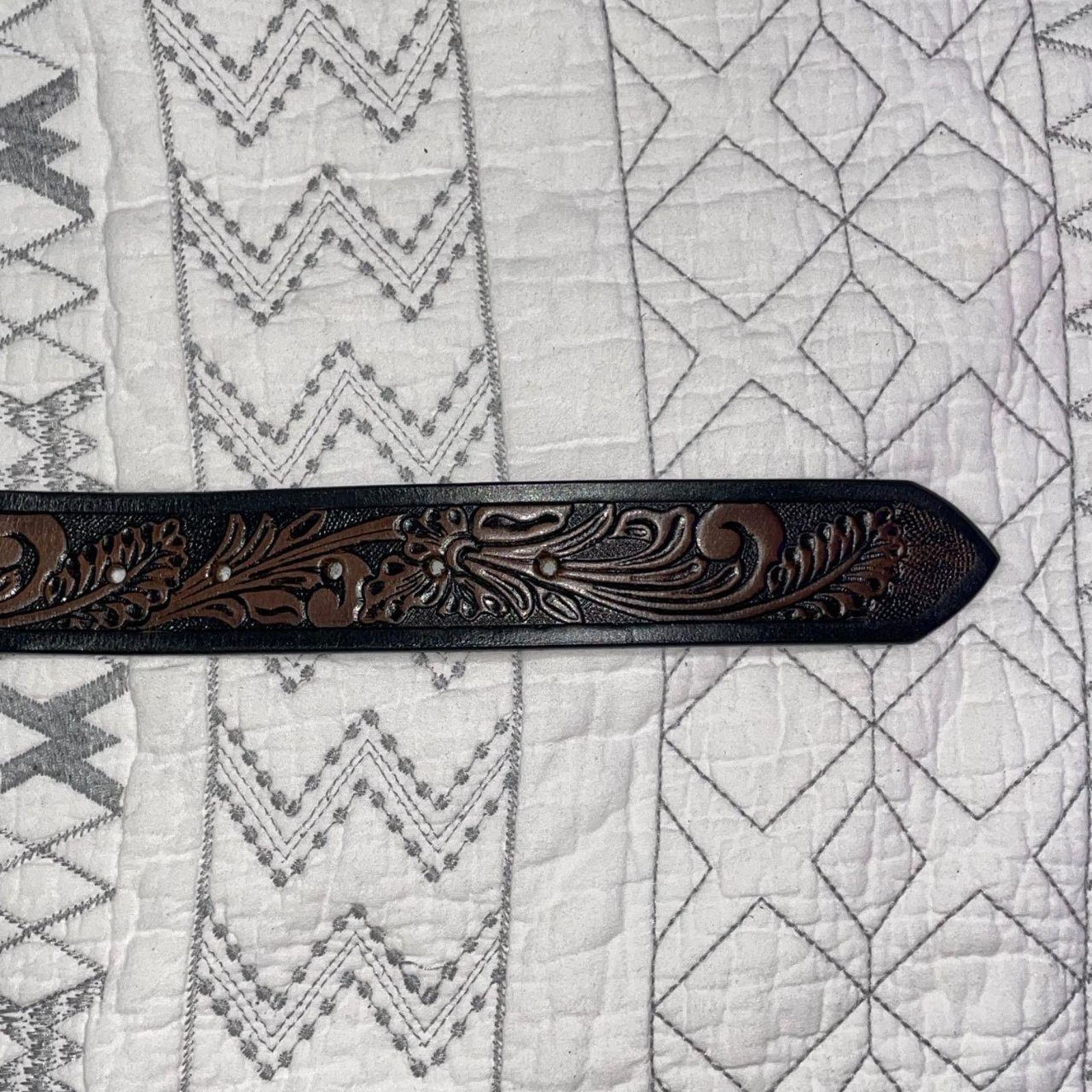 Other Western style Hand Tooled Leather Belt Size ONE SIZE - 8 Thumbnail