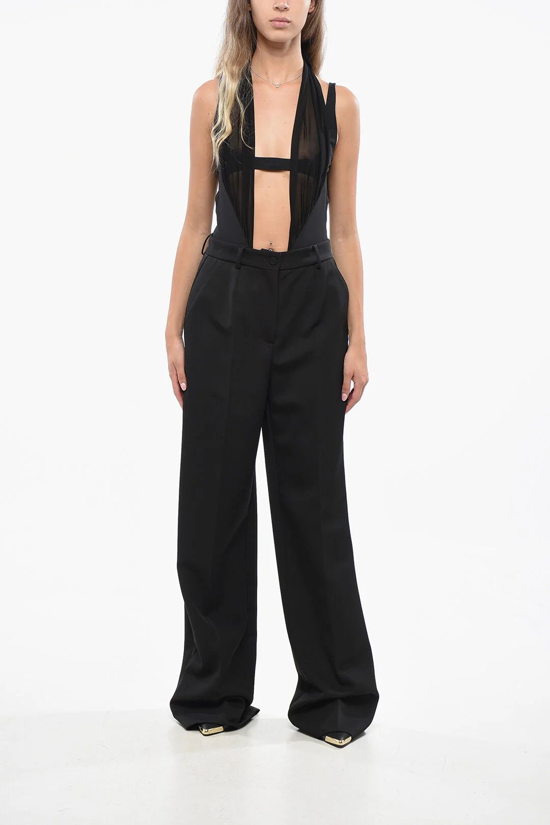 Dolce & Gabbana og1mm0426 Virgin Wool-Blend Pant in Black Size 30" / US 8 / IT 44 - 4 Thumbnail