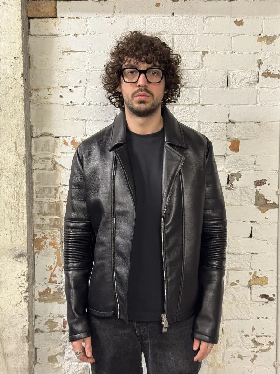 Emporio Armani SS2015 Emporio Armani Black Asymmetrical Biker Leather Jacket Size US L / EU 52-54 / 3 - 3 Thumbnail