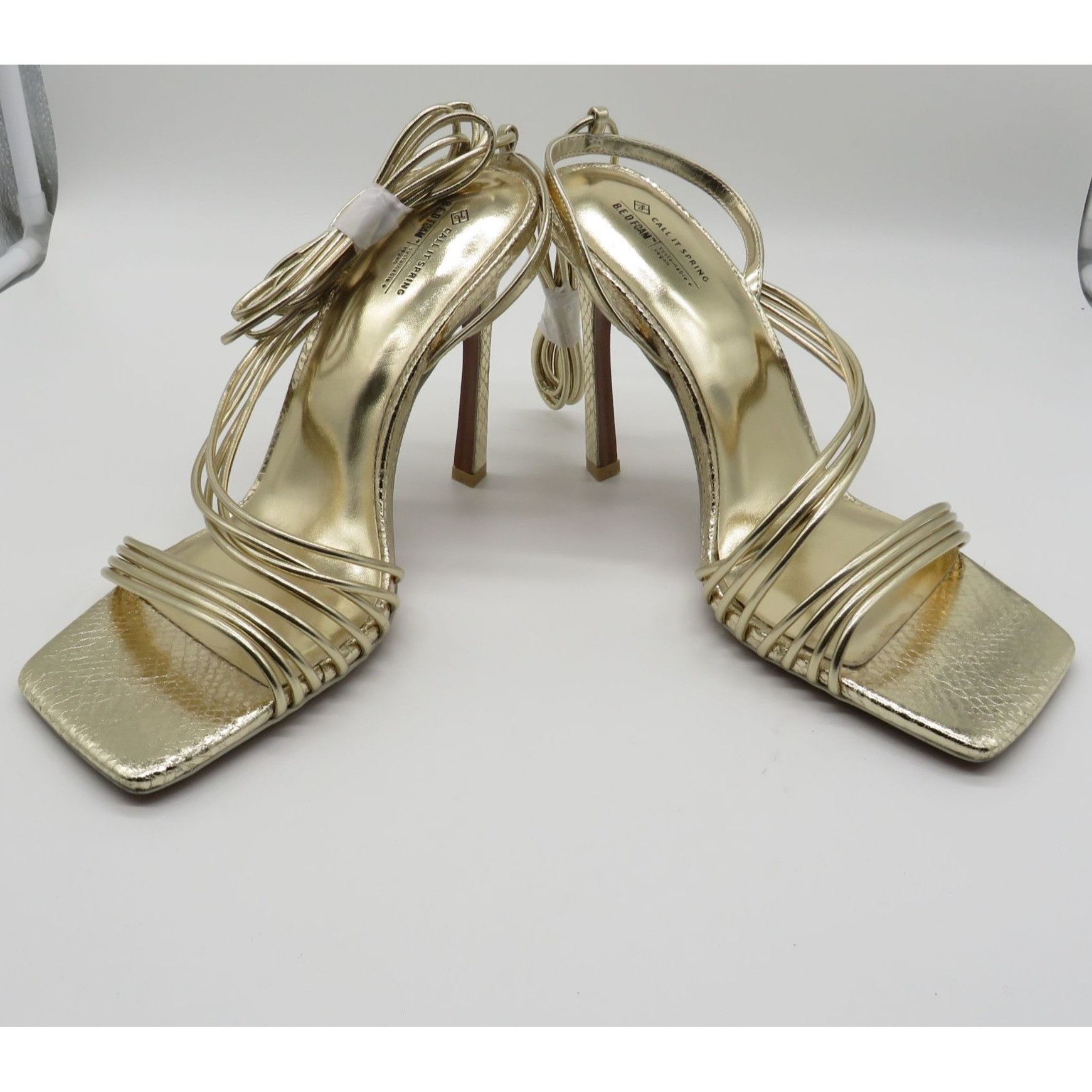 Call It Spring Call It Spring Women's Strappy Gold Heeled Sandals Square To Size US 8.5 / IT 38.5 - 2 Thumbnail