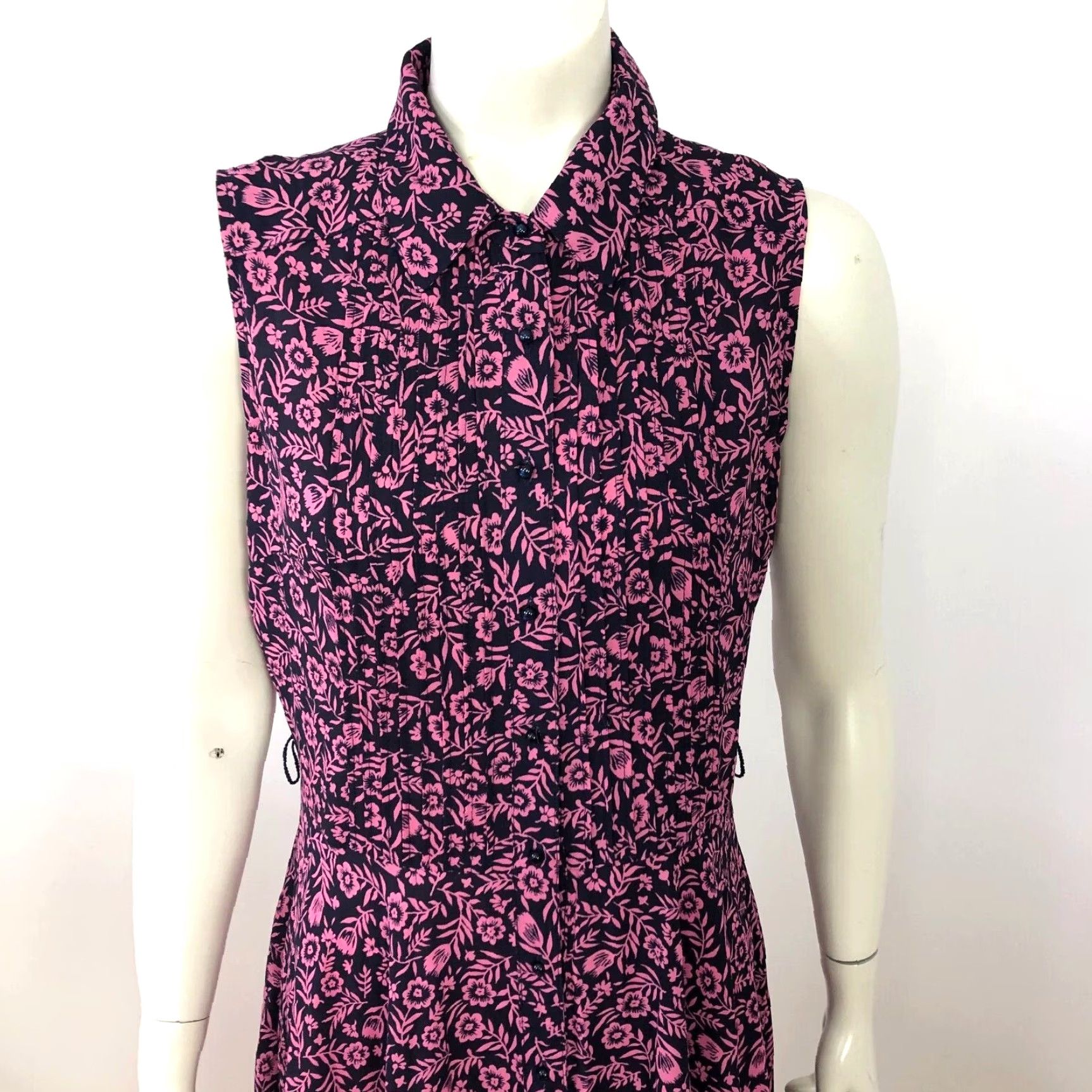 Nanette Lepore Nanette Lepore A-Line Pleated Women's 4 Knee Length Button Dress Floral MINT Pink Sleeveless Collared Vintage? No Size S / US 4 / IT 40 - 2 Thumbnail