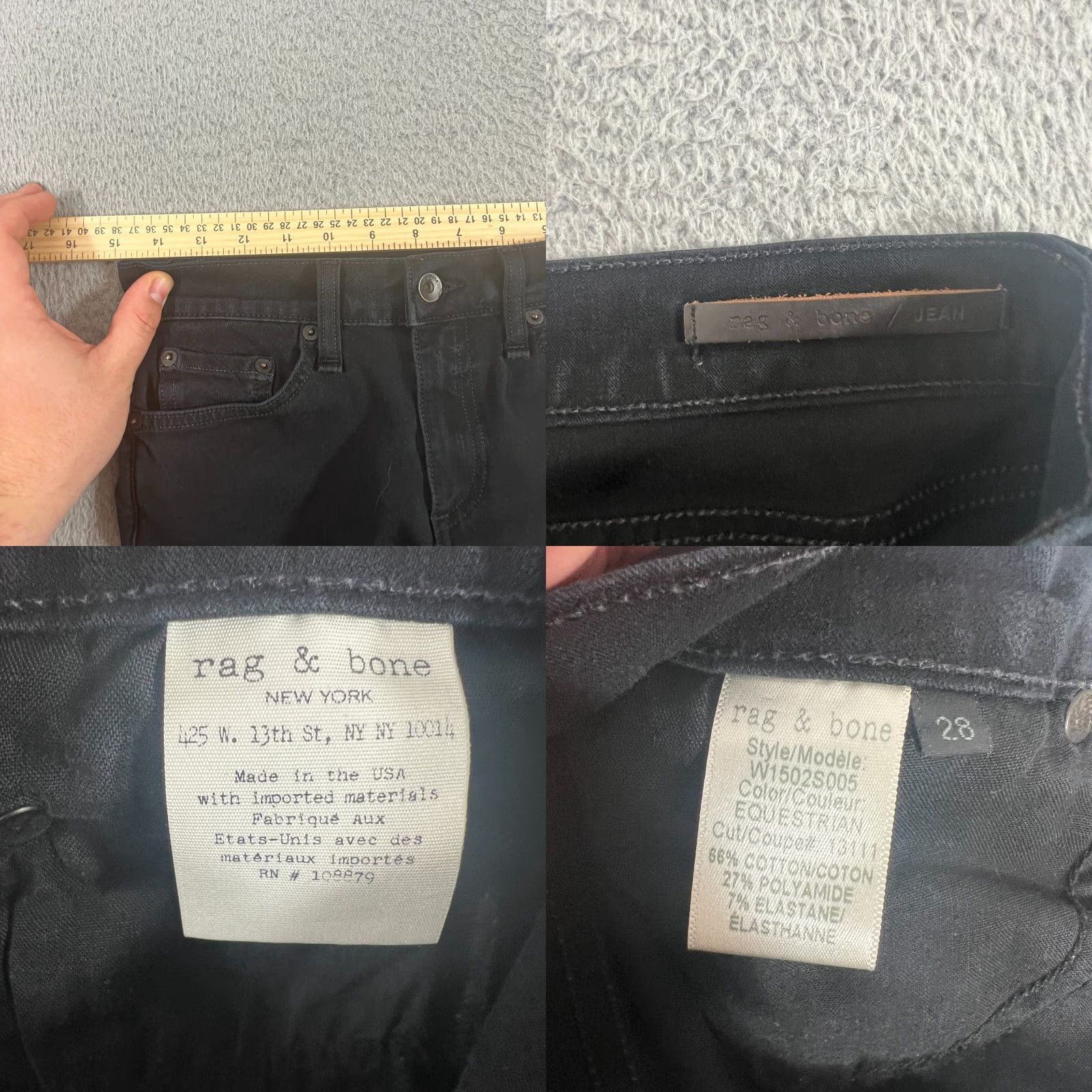 Rag & Bone VINTAGE? Wait it's Rag & Bone Ankle Skinny Jeans Womens 28 Black Stretch Distressed Size 28" / US 6 / IT 42 - 8 Thumbnail