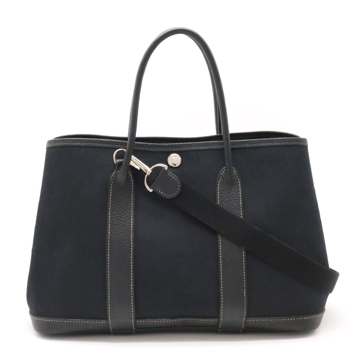Hermes Hermes Hermes Garden Party TPM Tote Bag Toile Officier Leather Canvas Tote Bag in Very Good Condition Size ONE SIZE - 1 Thumbnail