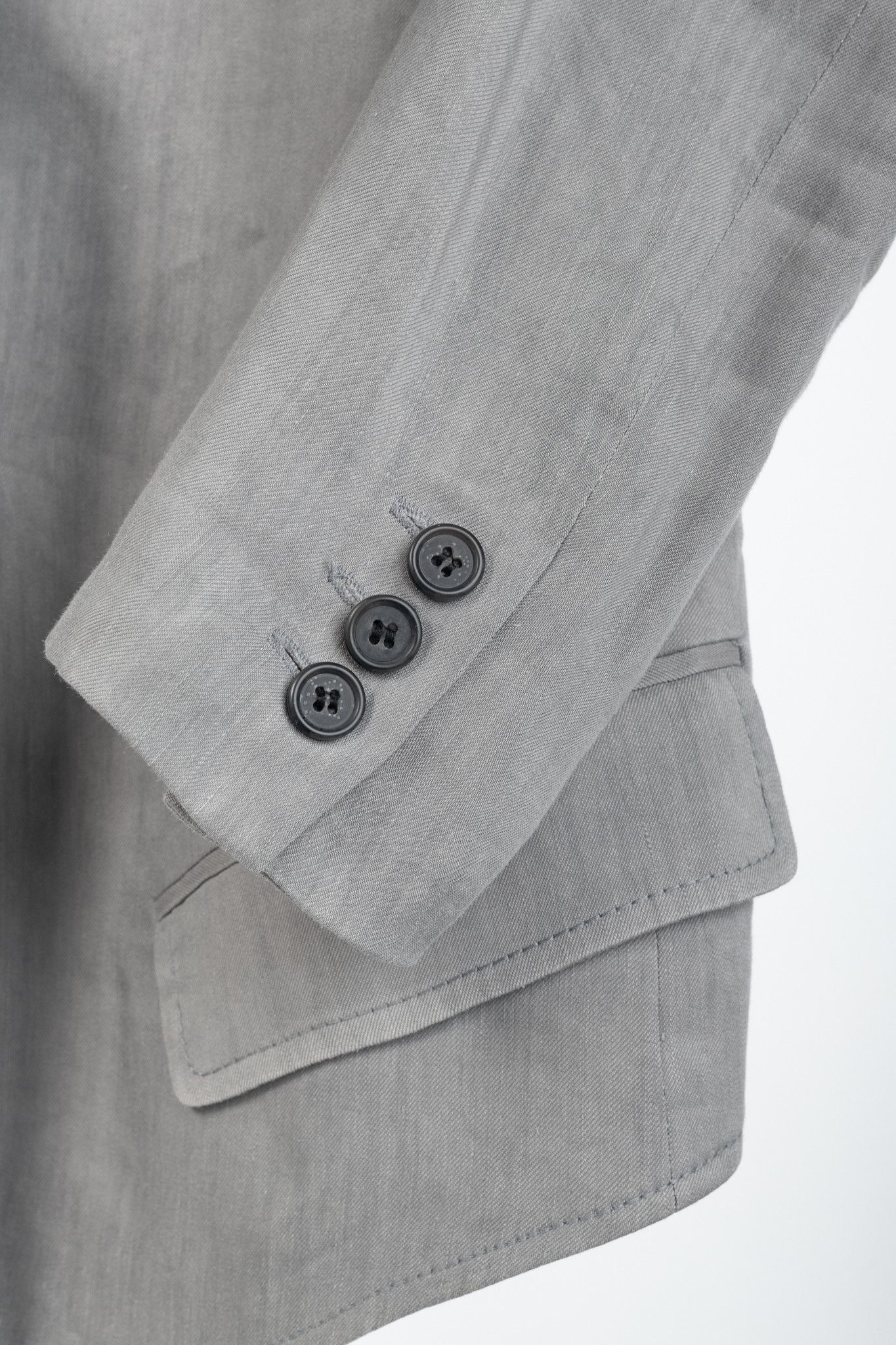SMYTHE Smythe Sharp Shoulder Grey Linen-Blend 3/4-Sleeve Blazer Size XS / US 0-2 / IT 36-38 - 7 Thumbnail