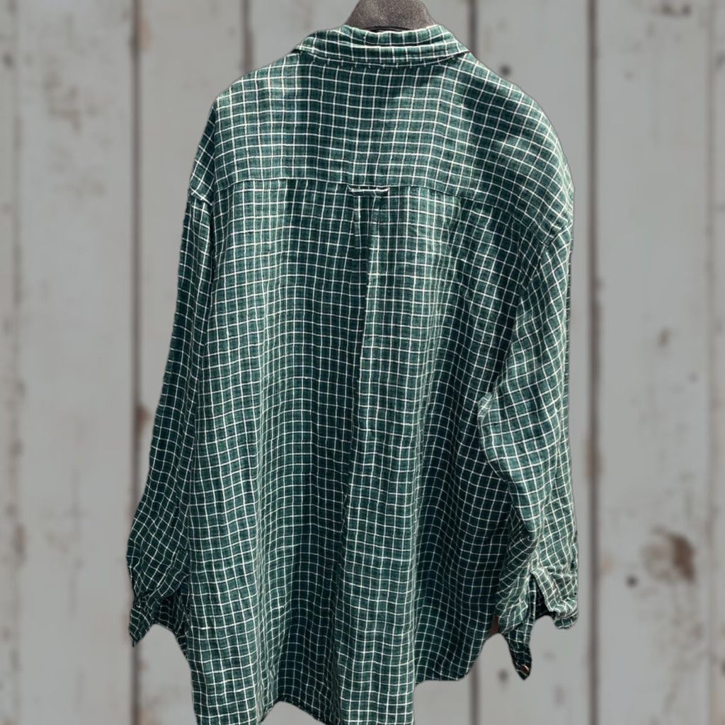Vintage VINTAGE Moose Creek Button-Up Shirt Linen Checkered Plaid Green White Long Sleeve XL Men Size US XL / EU 56 / 4 - 1 Thumbnail