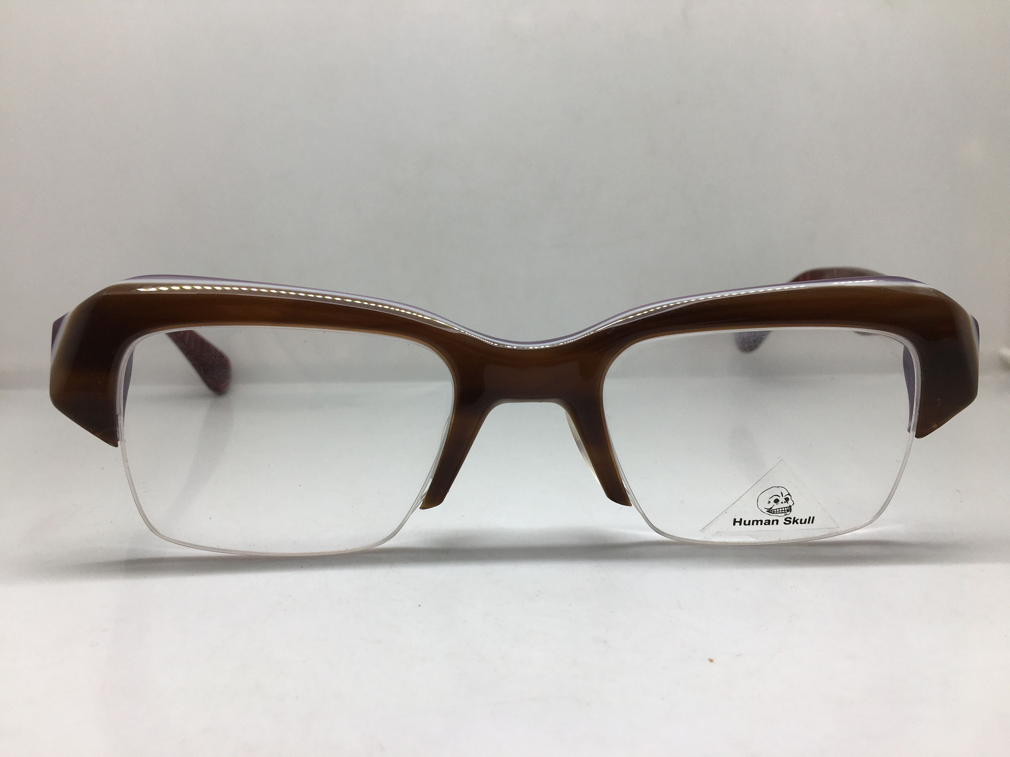 Vintage HUMAN SKULL LAMINATE Half Ｒim Eyeglasses Frame