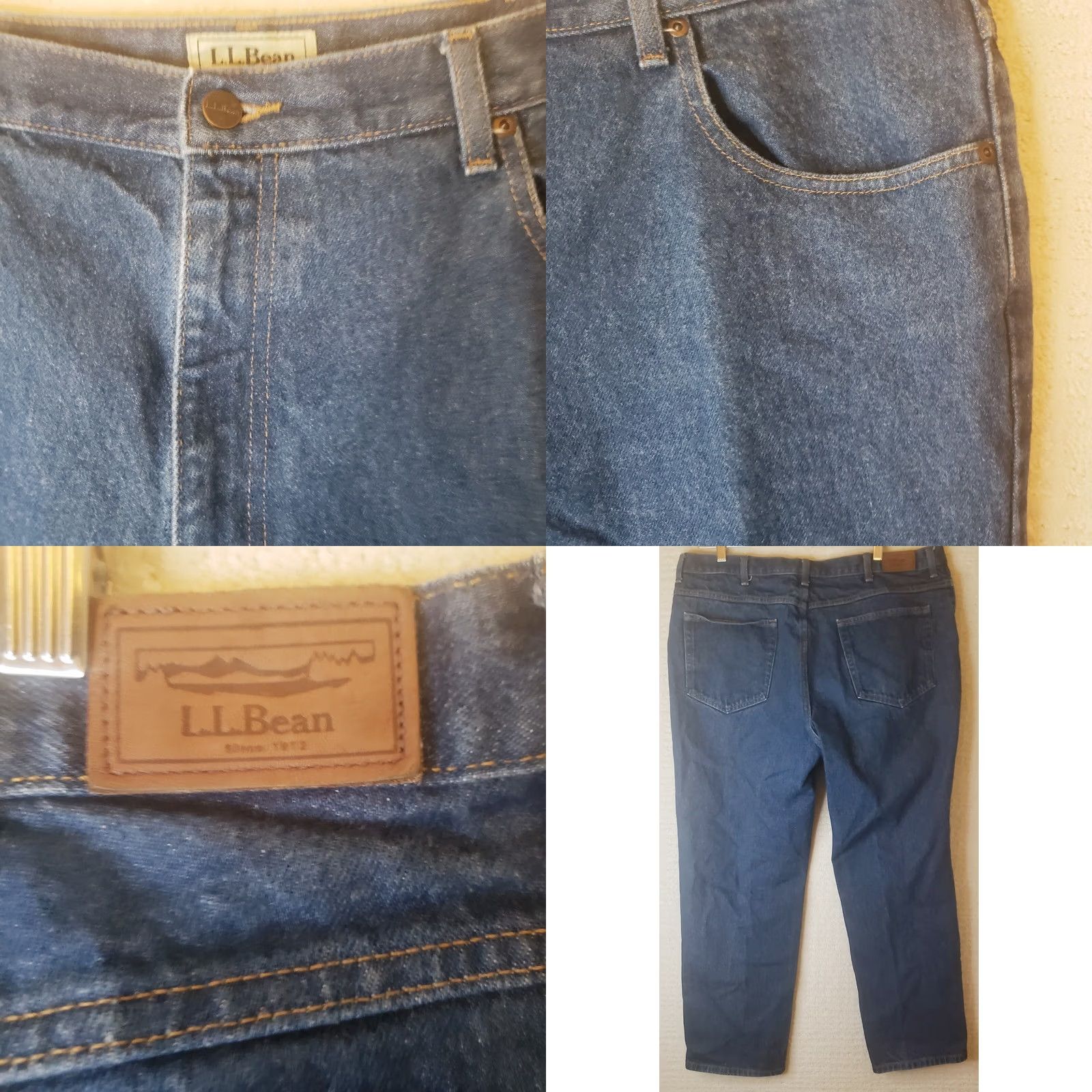 Vintage L.L. Bean Classic Fit Jeans Mens 40x29 Denim Blue 5-Pocket Zip Mid Rise 100% Cotton Jeans Size US 40 / EU 56 - 8 Thumbnail