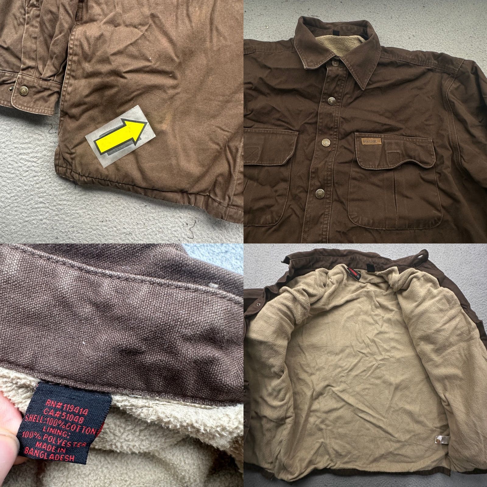 Vintage Wolverine Duck Canvas Sherpa Lined Button Shirt Shacket Mens Large Work Brown Size US L / EU 52-54 / 3 - 8 Thumbnail