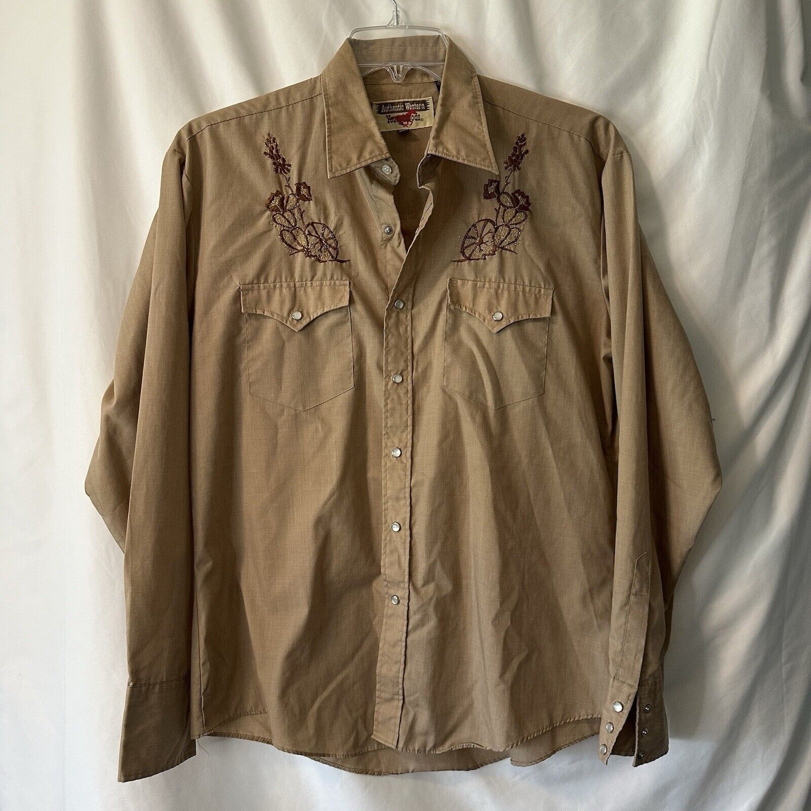 Other Authentic Western Youngbloods Snap Shirt LR Tan Embroidered Size US L / EU 52-54 / 3 - 12 Thumbnail