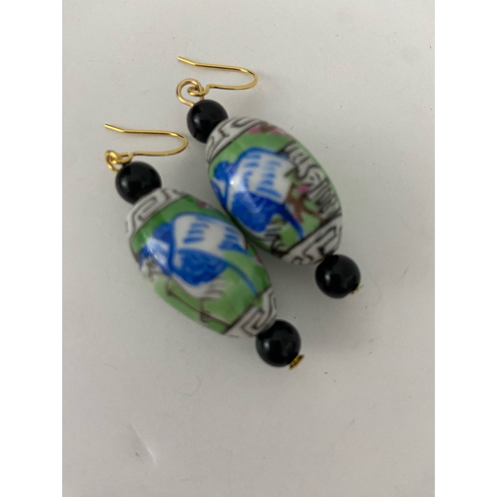 Handmade Handmade painted ceramic bird design earrings Size ONE SIZE - 4 Thumbnail
