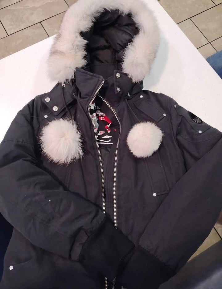Moose Knuckles Moose Knuckle Womens Black Bomber Luxury Jacket Size L / US 10 / IT 46 - 1 Thumbnail