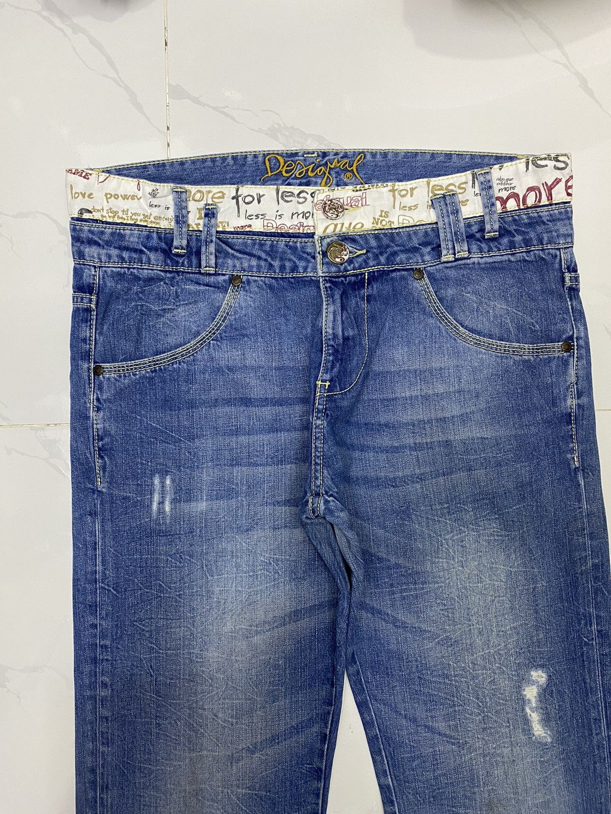If Six Was Nine 🔥DESIGUAL DOUBLE WAIST DISTRESS DENIM JEANS PPFM STYLE Size US 33 - 8 Thumbnail