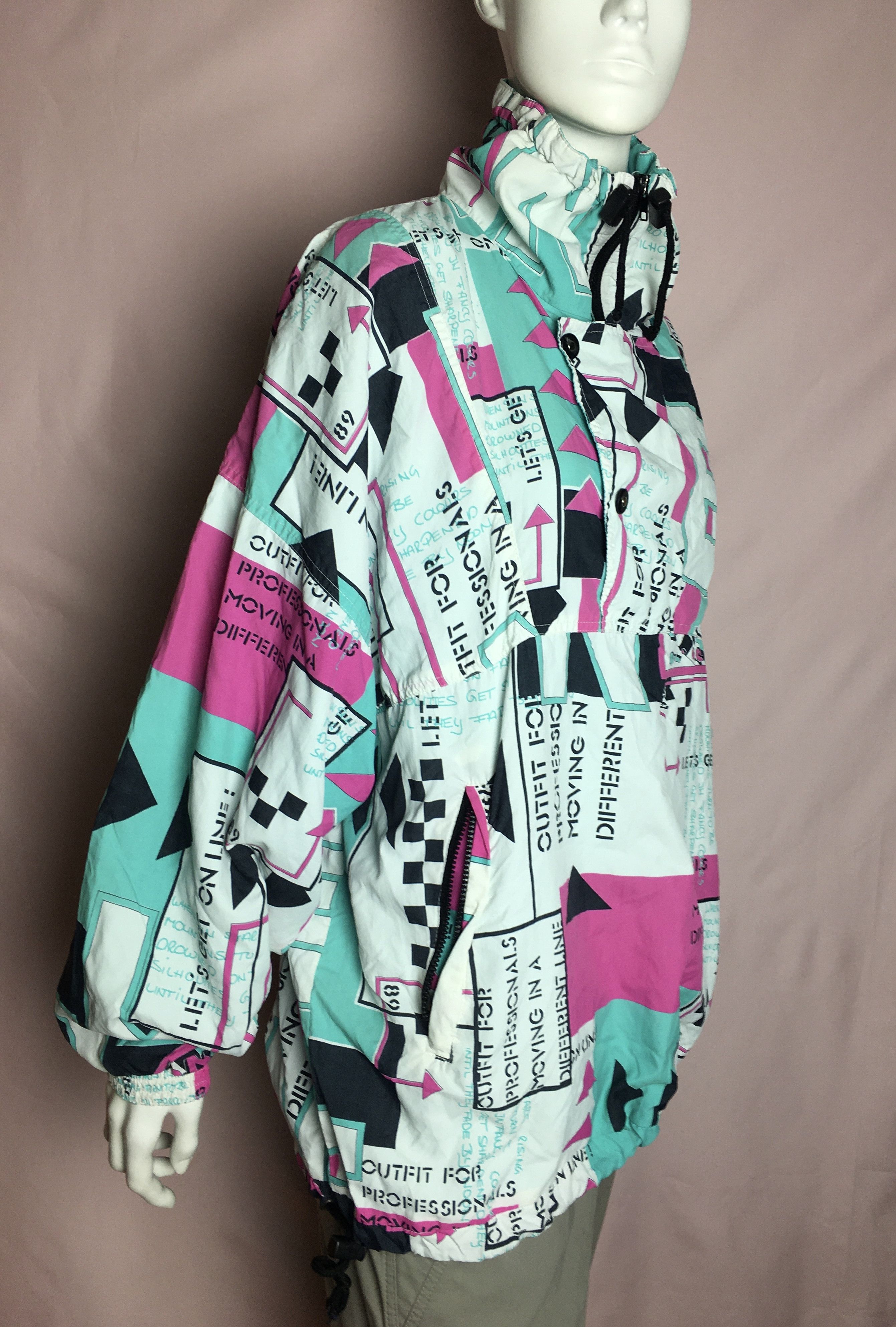 Vintage ONLINE Vintage 90s Geometric Anorak Jacket Retro Streetwear Size US S / EU 44-46 / 1 - 3 Thumbnail