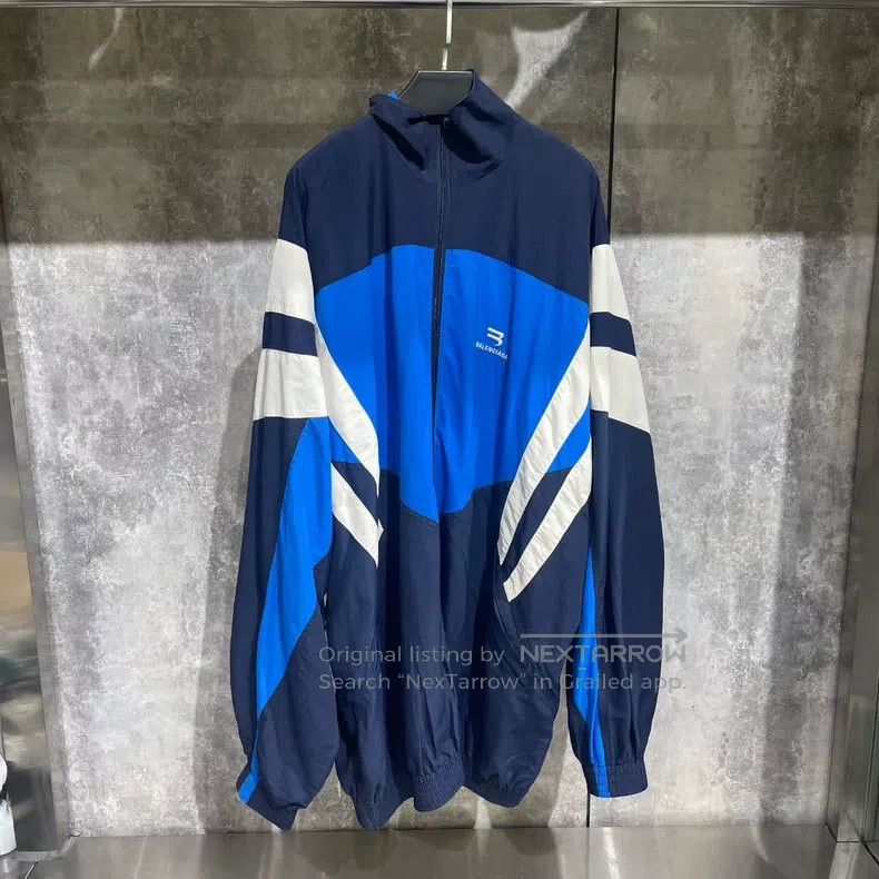 Balenciaga Balenciaga Embroidered Windbreaker Blue Jacket Zipper Spor Size US XS / EU 42 / 0 - 1 Thumbnail
