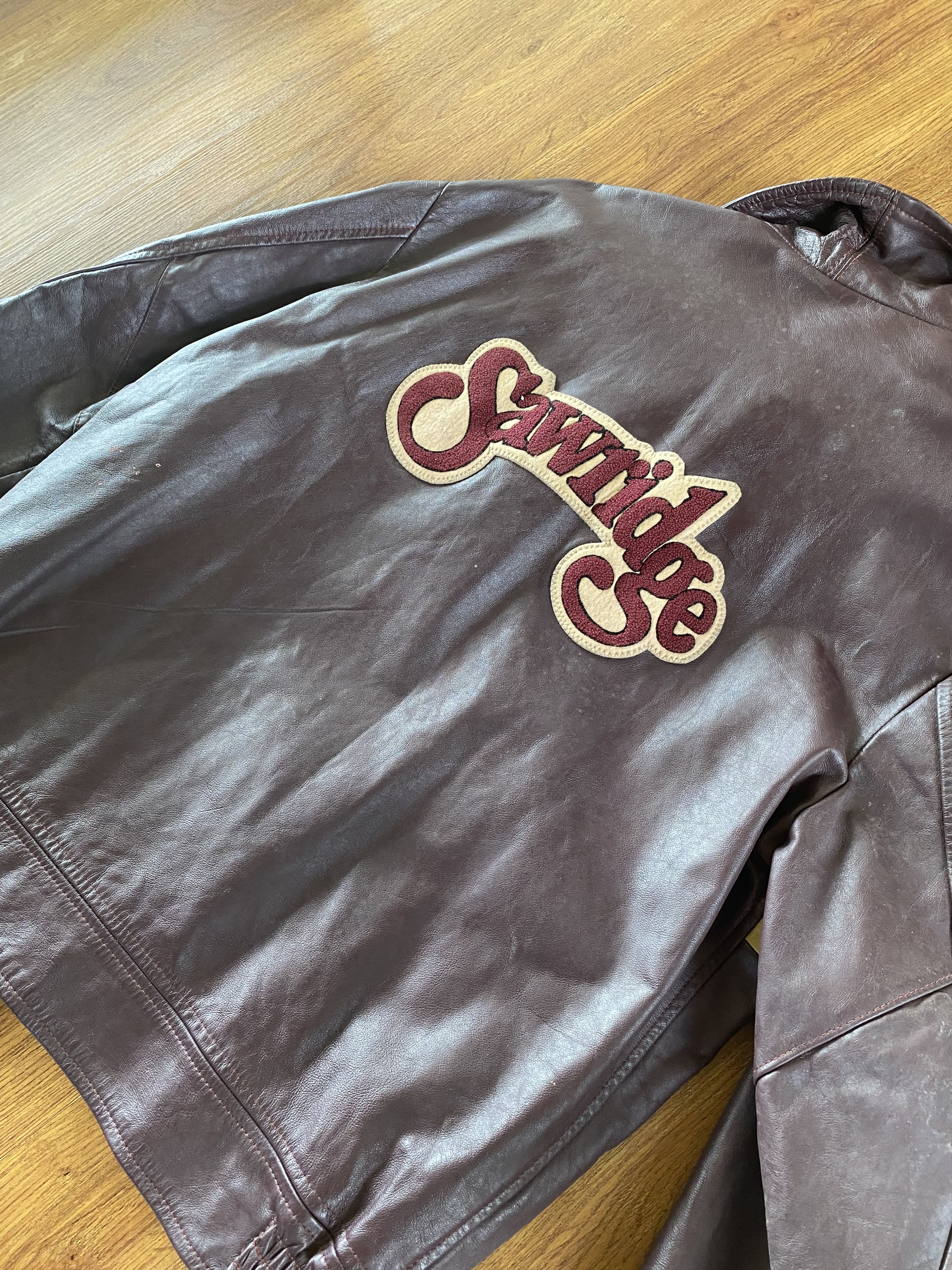 Vintage Vintage rare brown leather varsity jacket Size US M / EU 48-50 / 2 - 7 Thumbnail