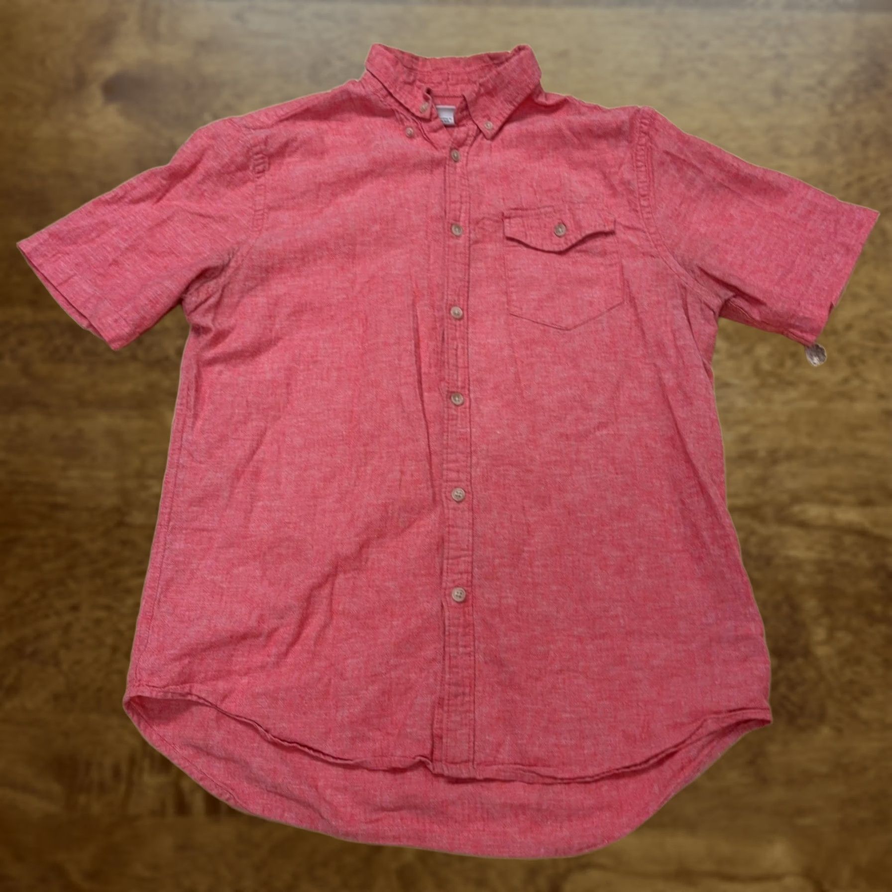 Old Navy Old Navy Shirt Mens Medium Red Linen Blend Short Sleeve Slim Button Up Casual Size US M / EU 48-50 / 2 - 1 Thumbnail