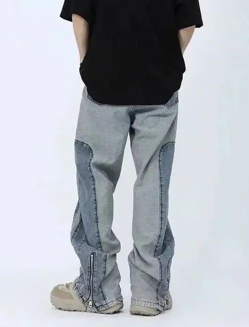 Japanese Brand × Jean Kanye Y2K Streetwear Washed Blue Baggy Stacked Jeans Size US 33 - 4 Thumbnail