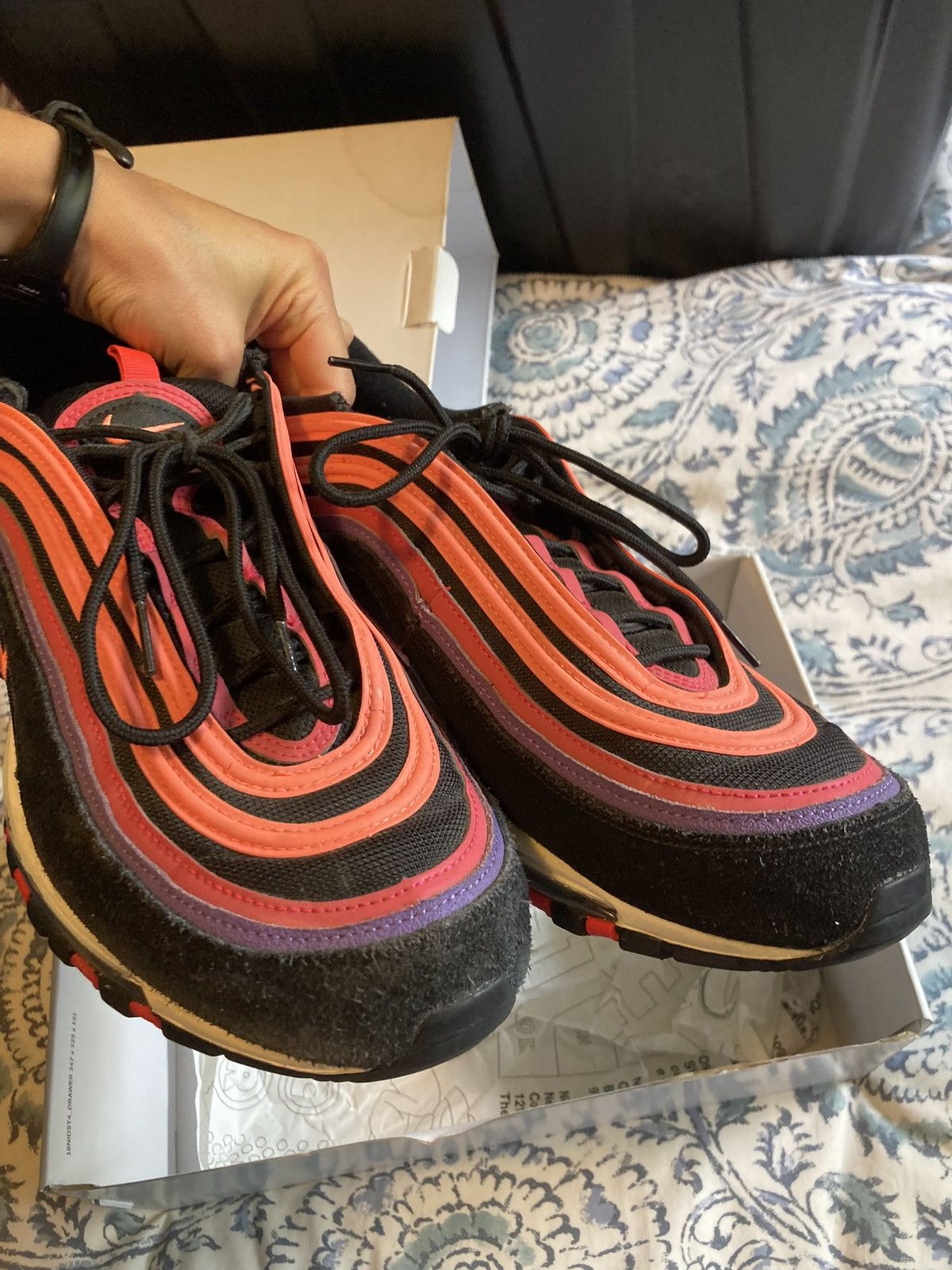 Nike Nike Air Max 97 Sunset Men’s Sneakers Black/Purple/Orange Size US 13 / EU 46 - 5 Thumbnail