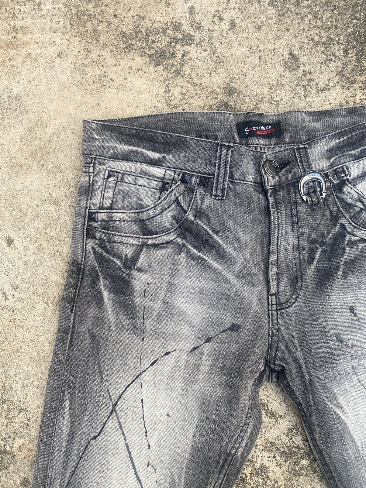 If Six Was Nine × Japanese Brand Flare Jeans Sorridere Honeycomb Painted Splash Size US 32 / EU 48 - 8 Thumbnail
