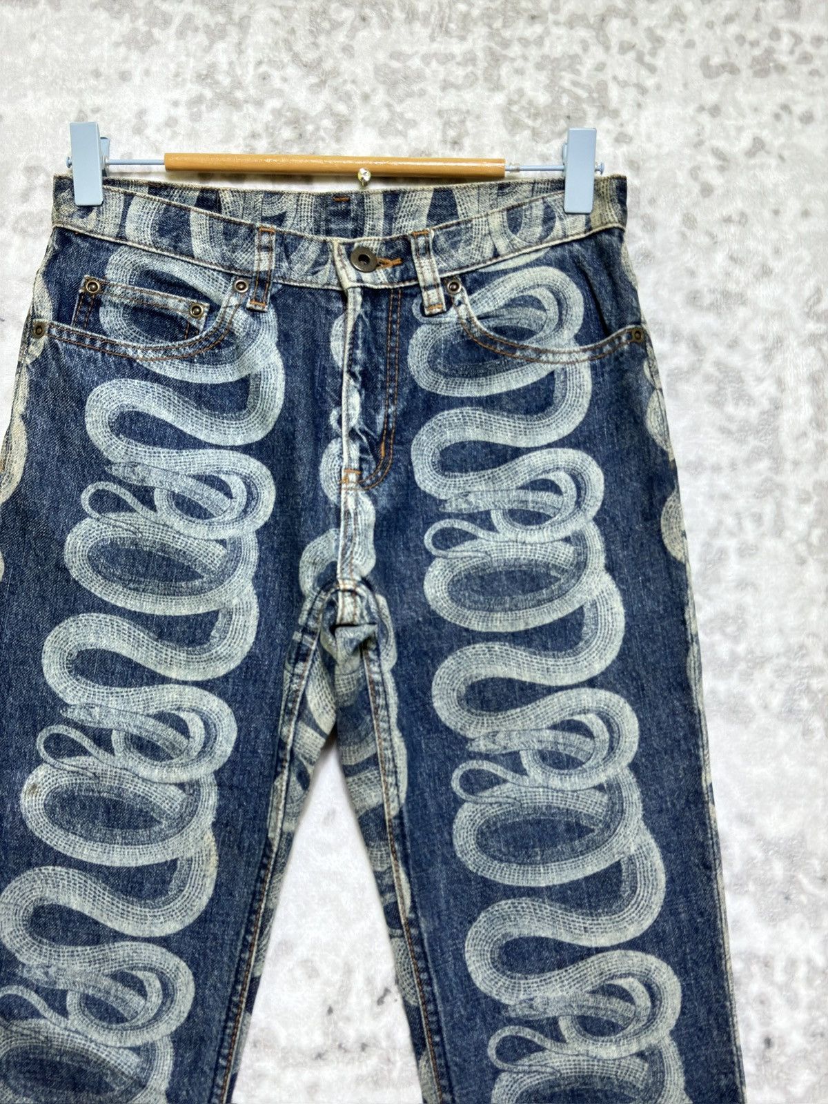 Hysteric Glamour Vintage Hysteric Glamour Flare Iconic Snake Print Denim Size US 27 - 5 Thumbnail
